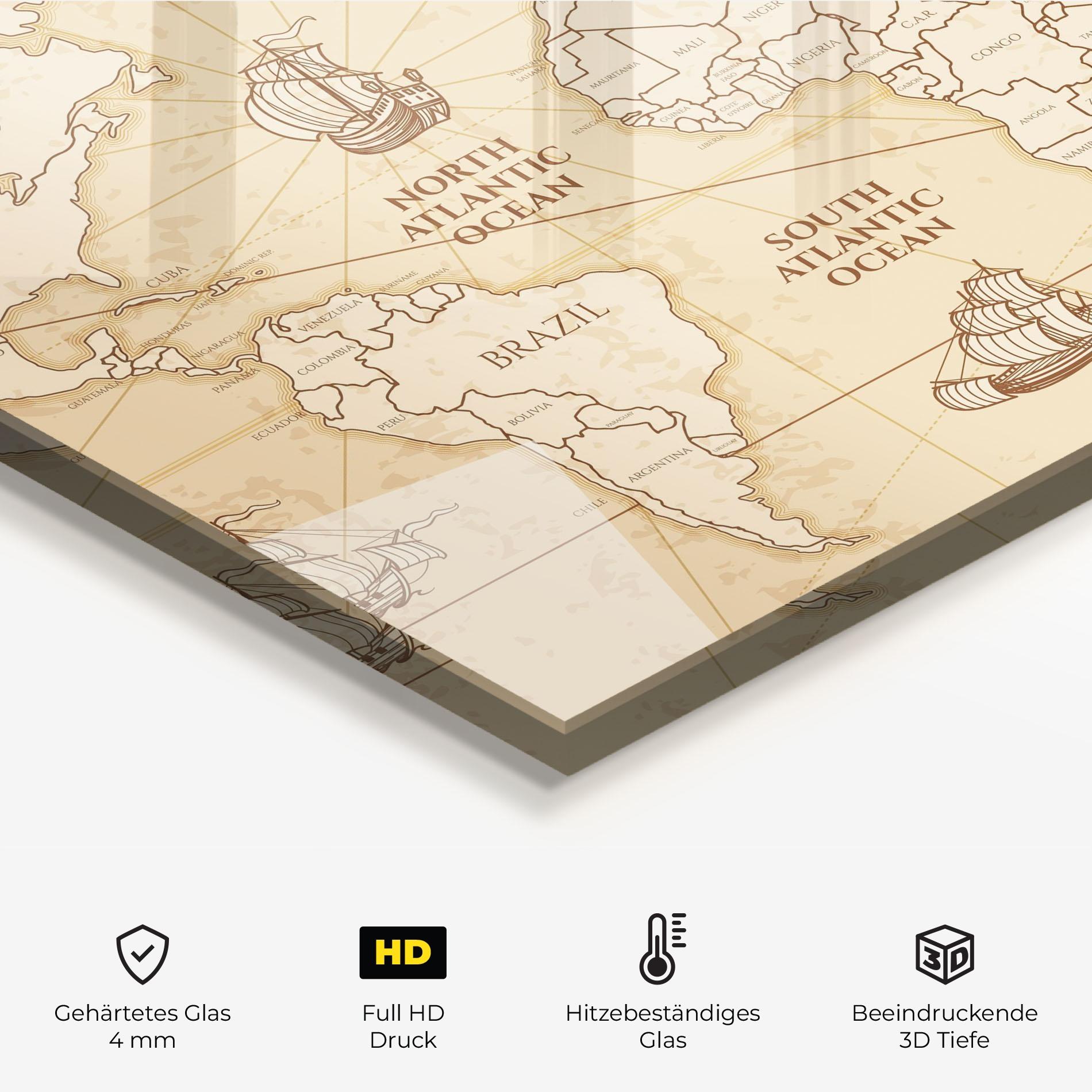 Küchenrückwand Glas Pirate Cream Map mockup 2