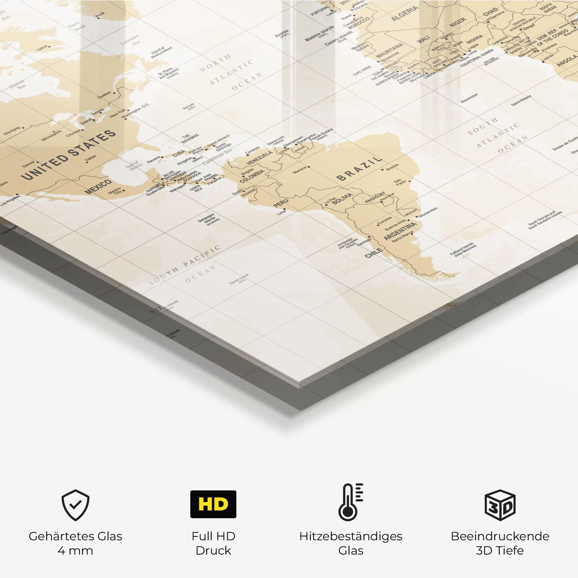 Küchenrückwand Glas World Old Map mockup 2