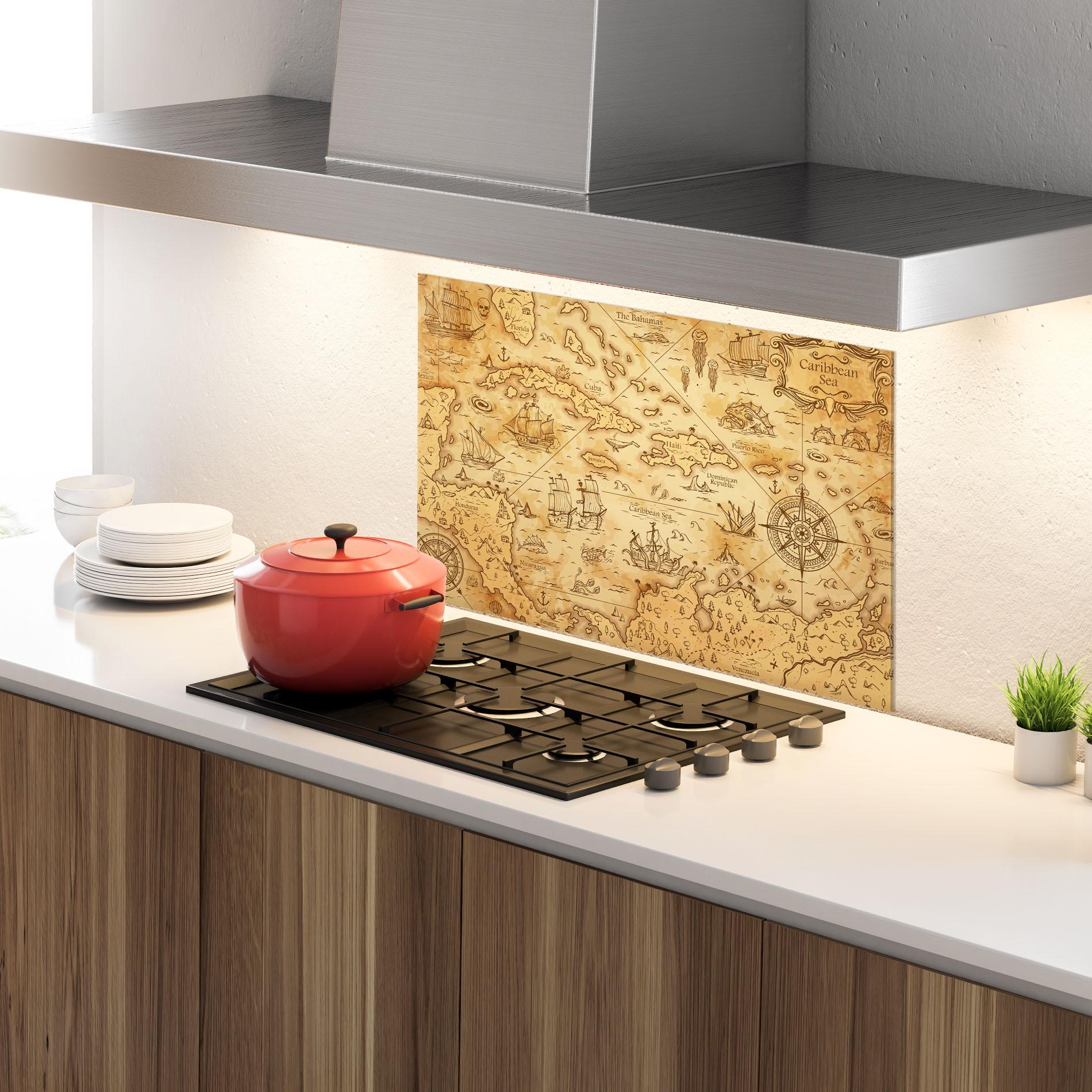 Küchenrückwand Glas Caribbean Sea mockup 4