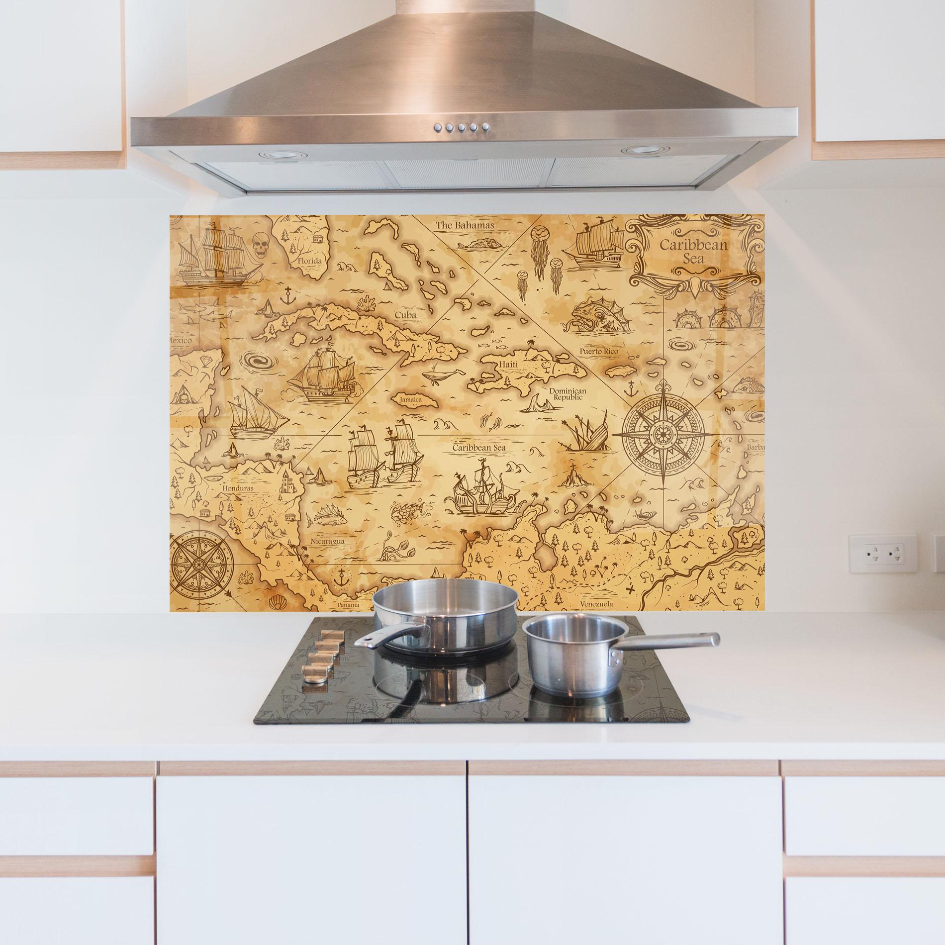 Küchenrückwand Glas Caribbean Sea mockup 5