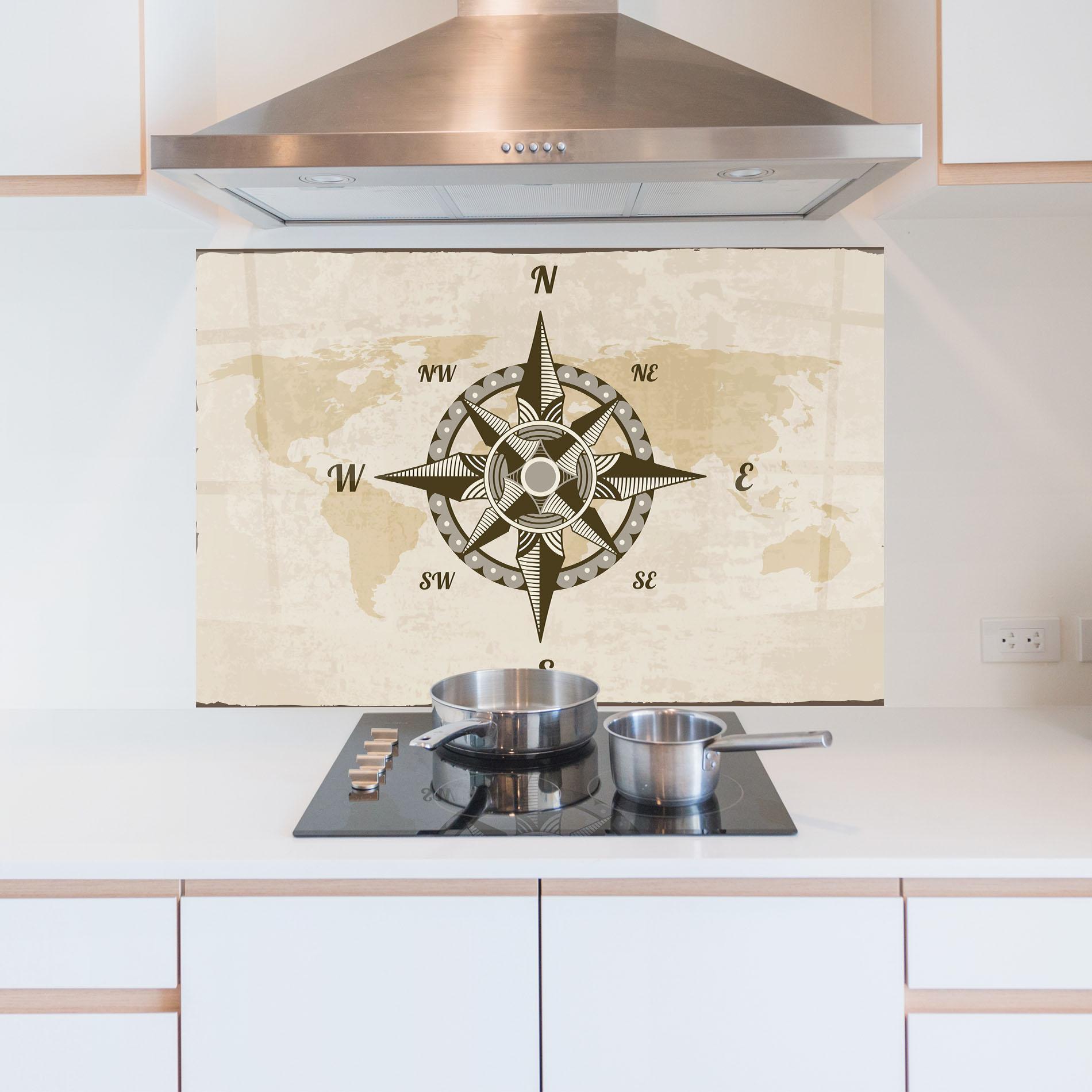 Küchenrückwand Glas Nautical Compass mockup 5