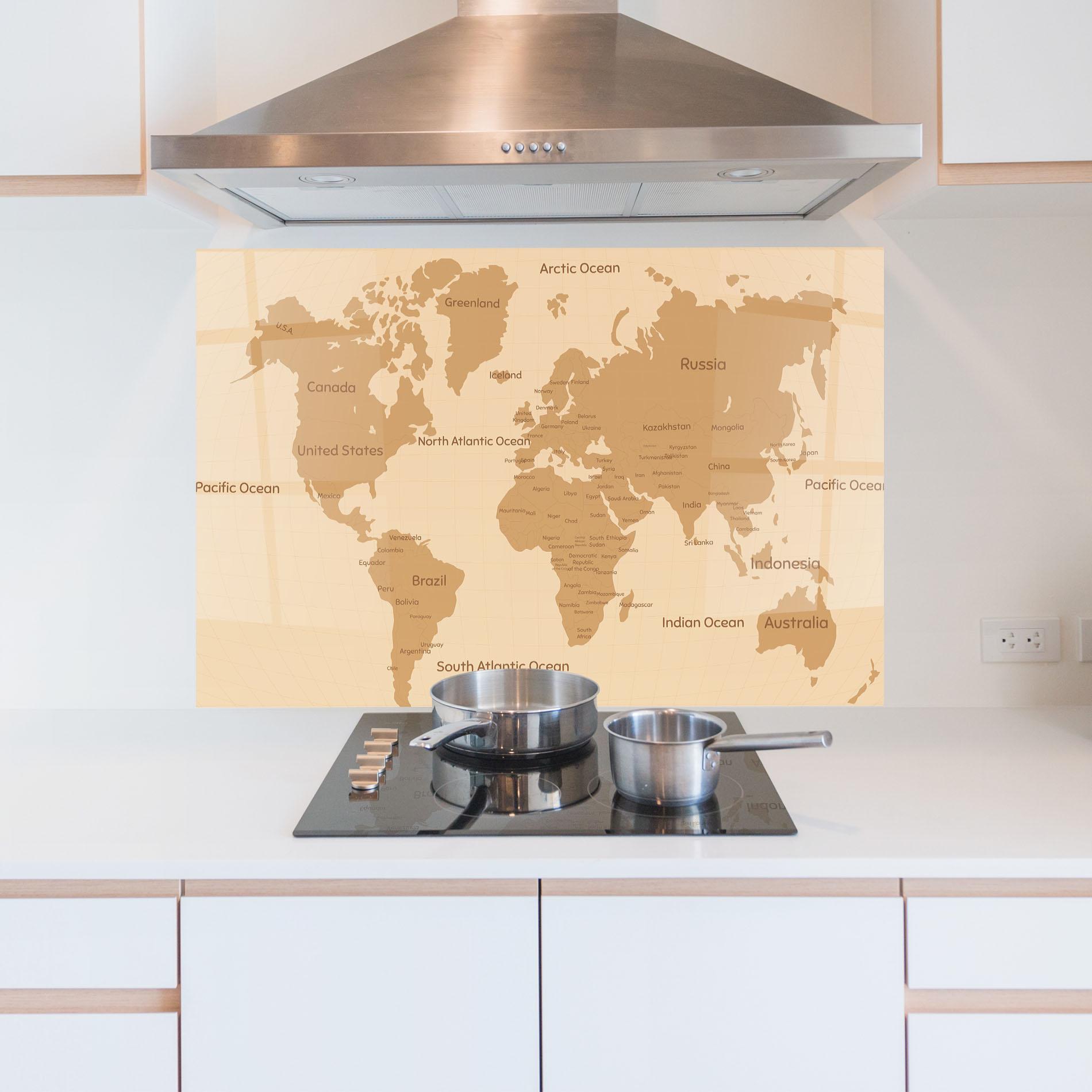 Küchenrückwand Glas Ocean Old Map mockup 5