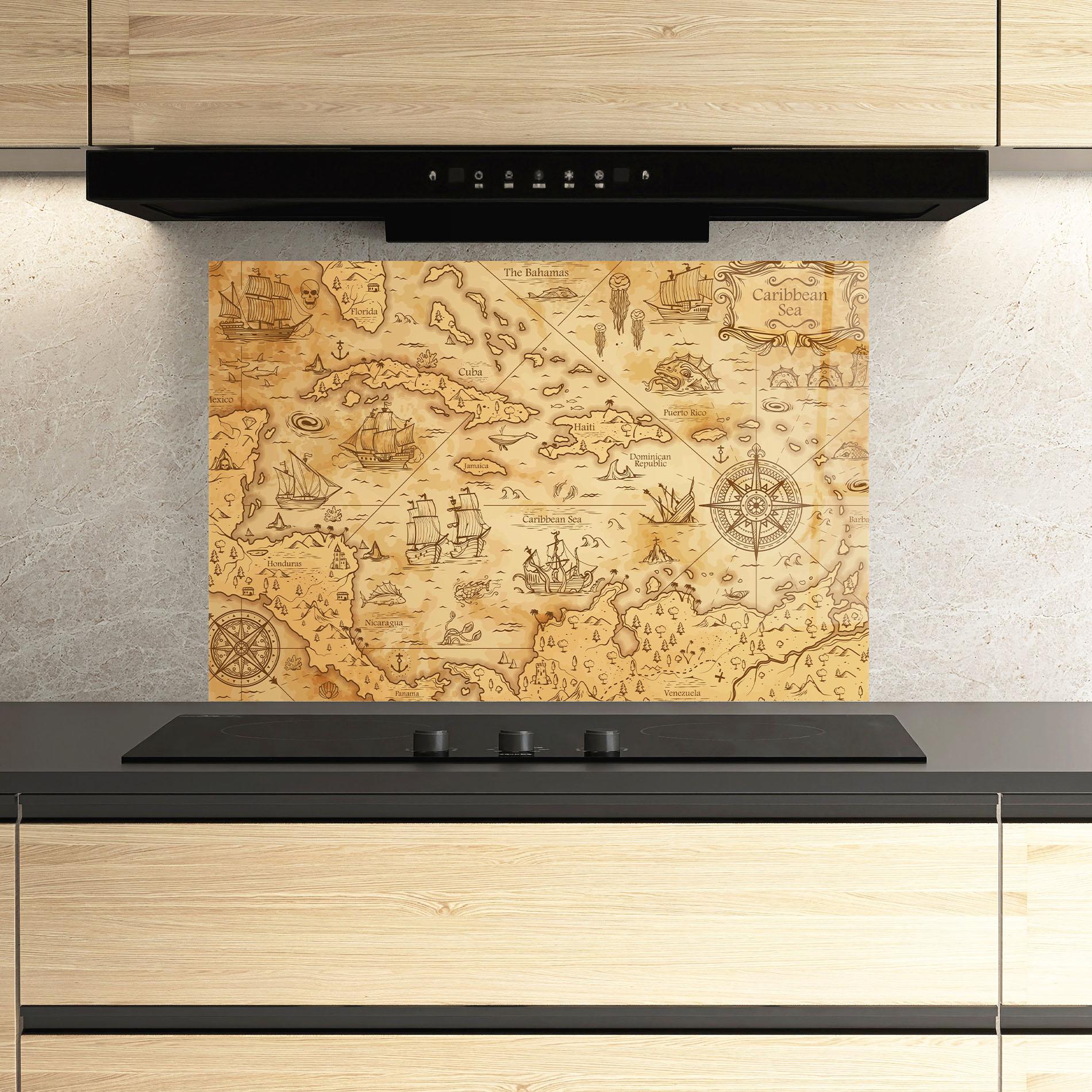 Küchenrückwand Glas Caribbean Sea mockup 3