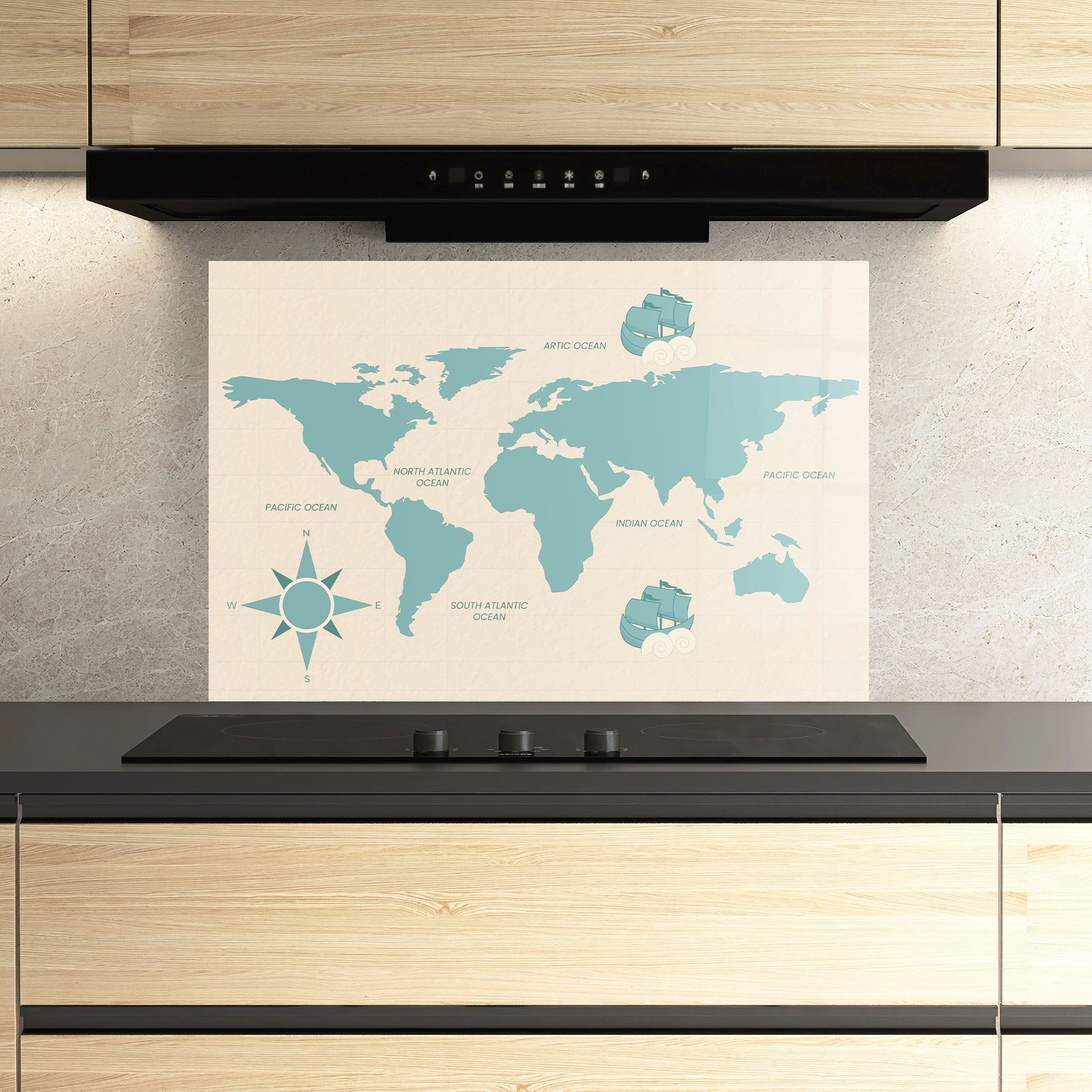 Cream Blue Map mockup 3