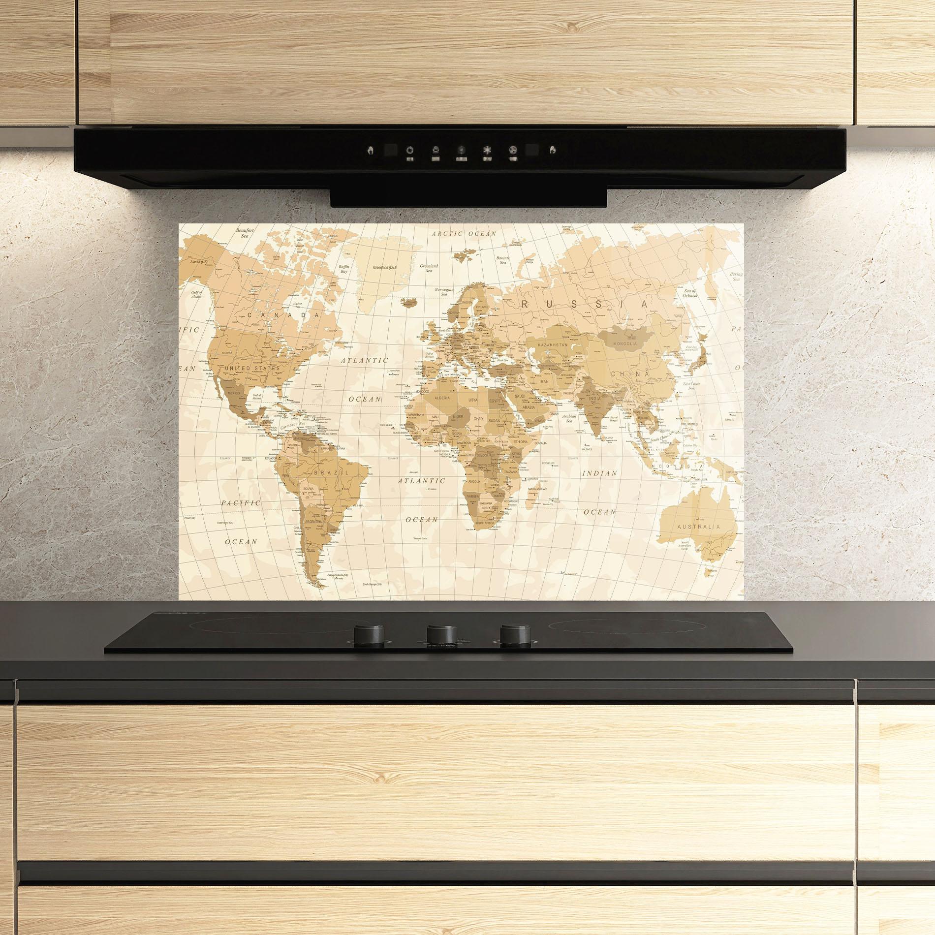 Küchenrückwand Glas Cream Color Map mockup 3