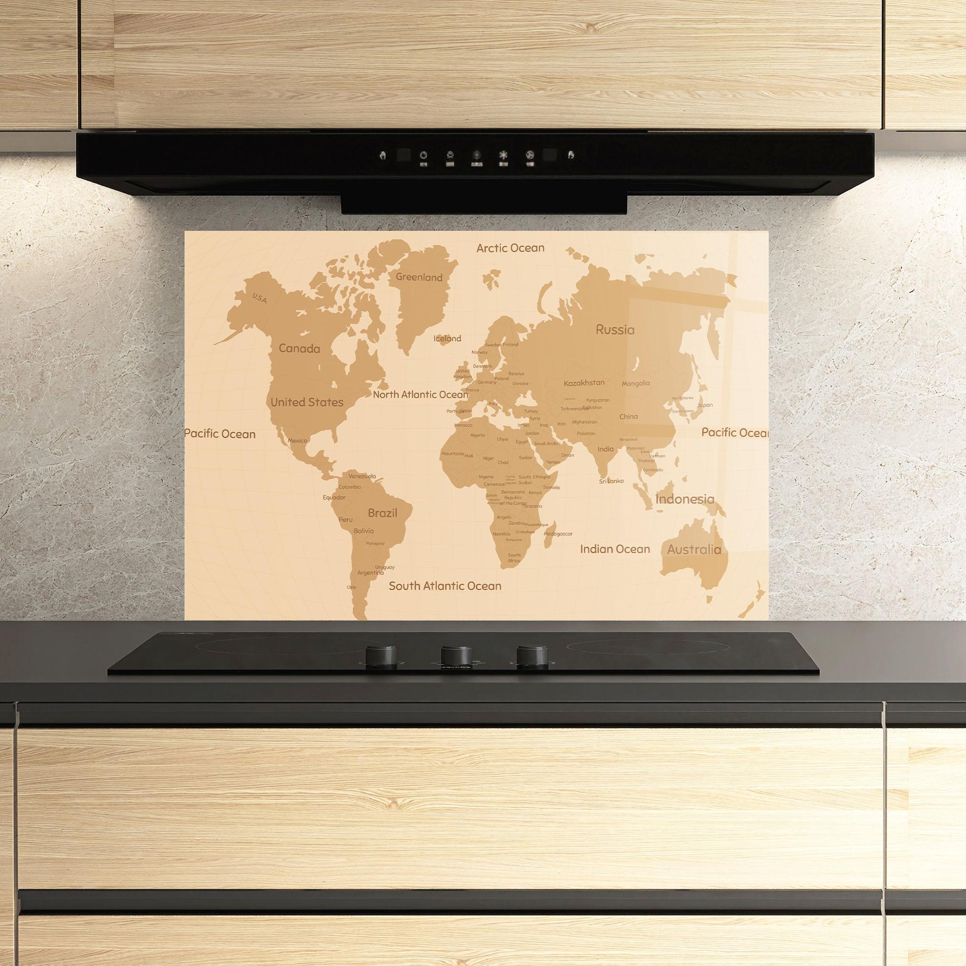 Küchenrückwand Glas Ocean Old Map mockup 3