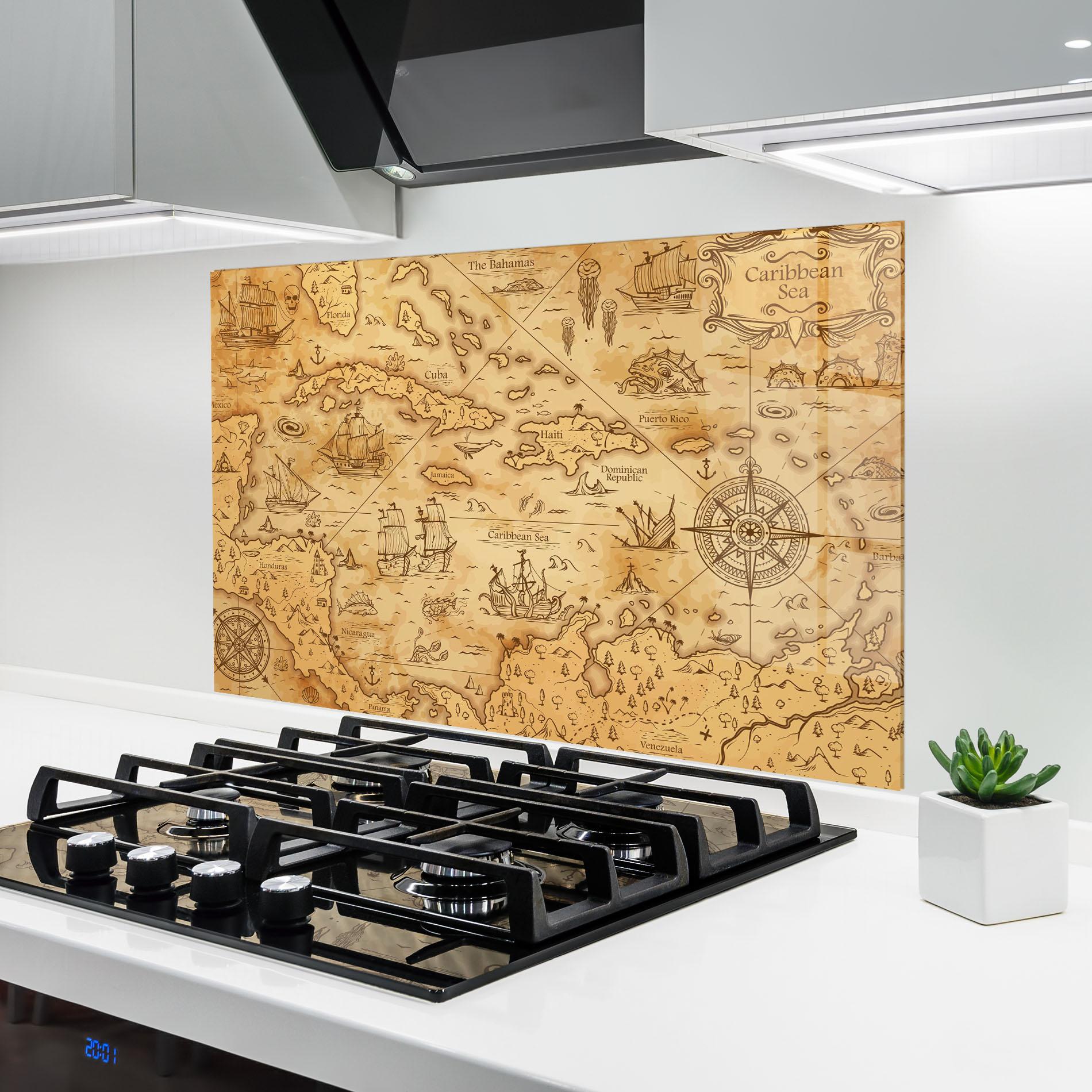 Küchenrückwand Glas Caribbean Sea mockup 6