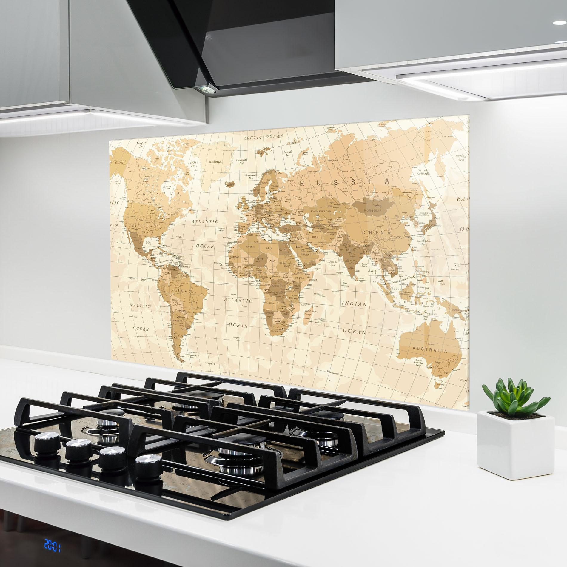 Küchenrückwand Glas Cream Color Map mockup 6