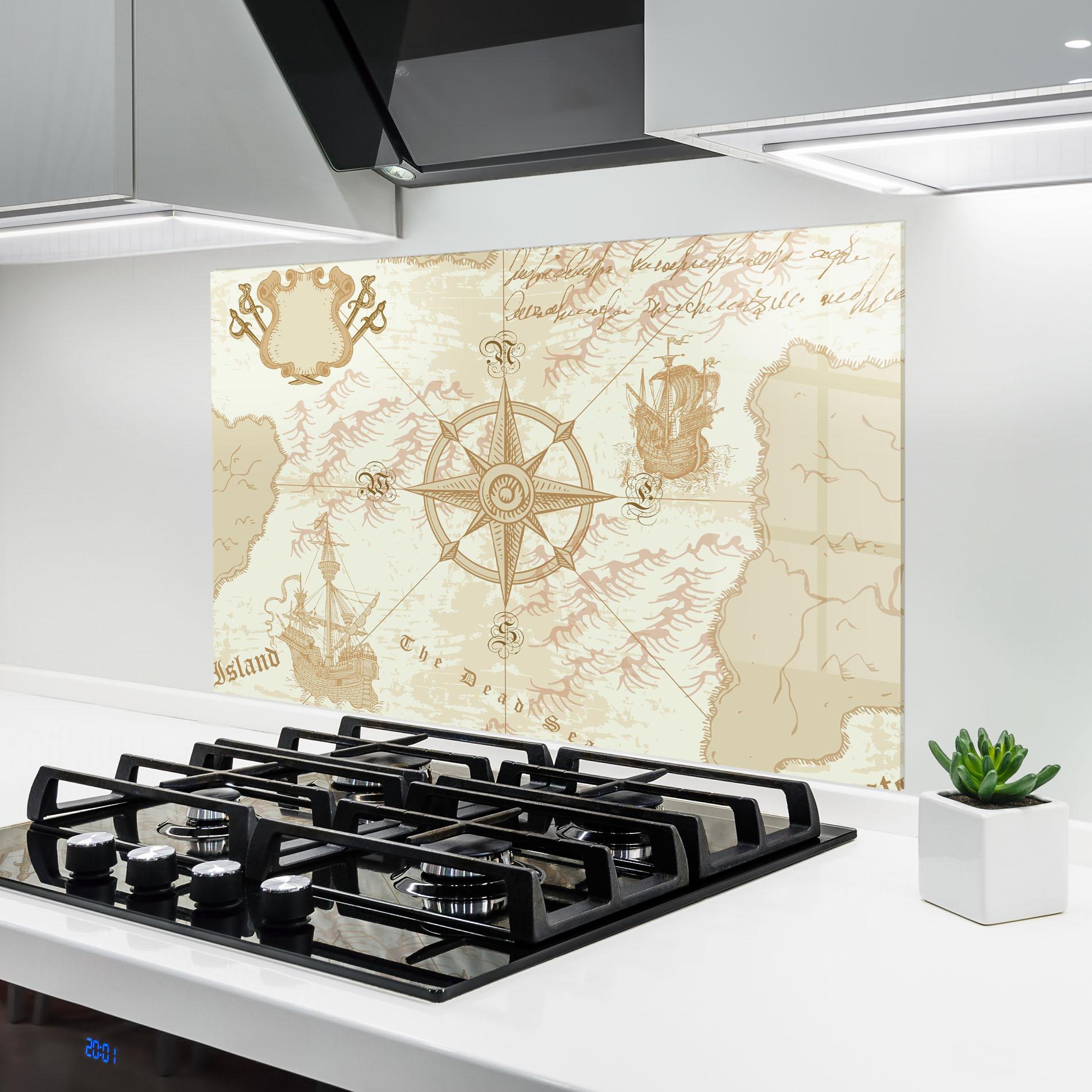 Küchenrückwand Glas Cream Compass mockup 6