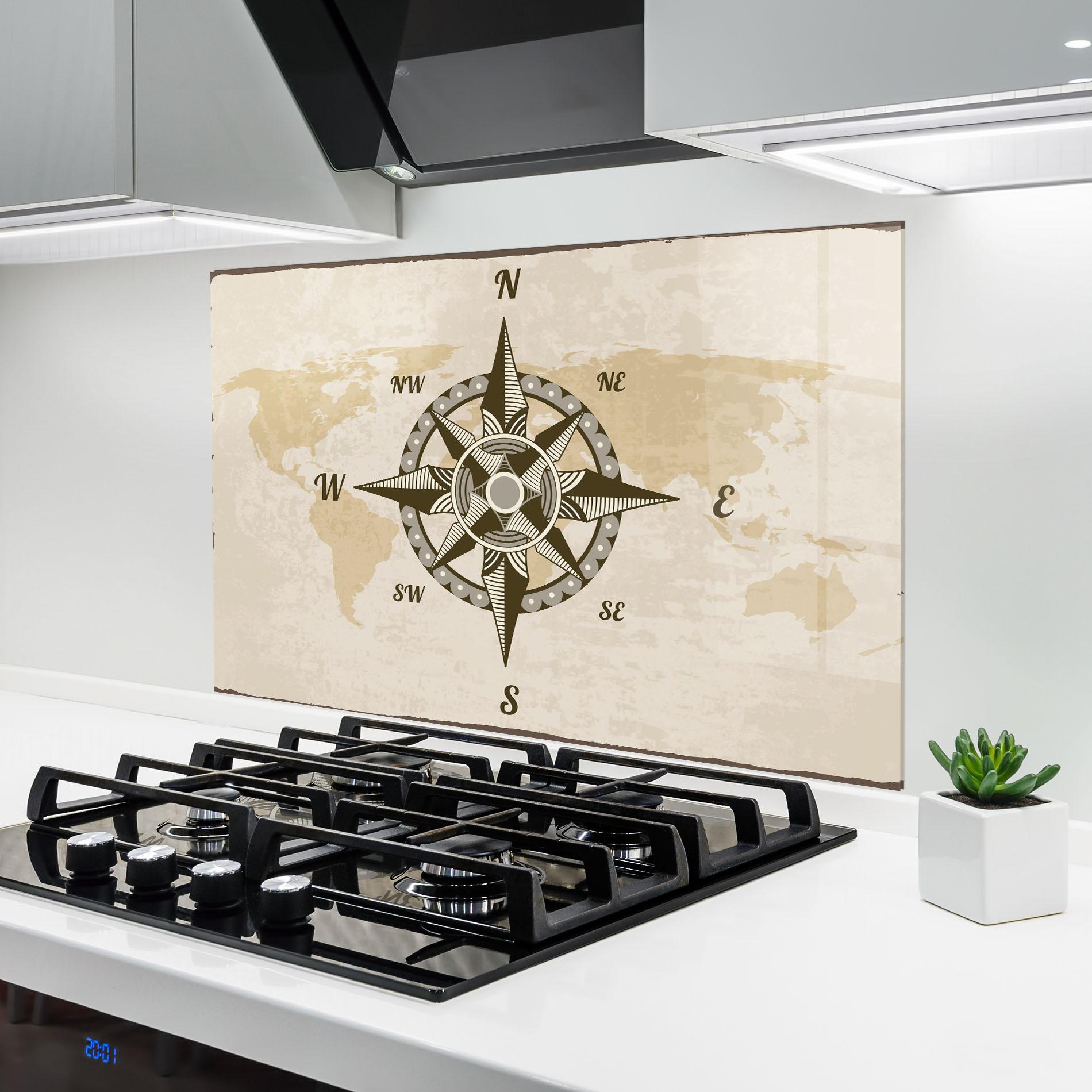 Küchenrückwand Glas Nautical Compass mockup 6