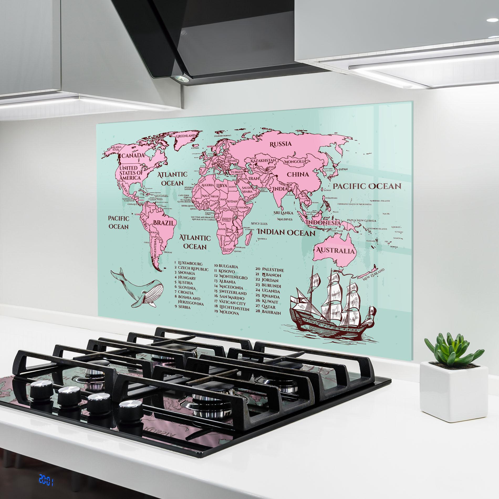 Küchenrückwand Glas Pink Pirate Map mockup 6