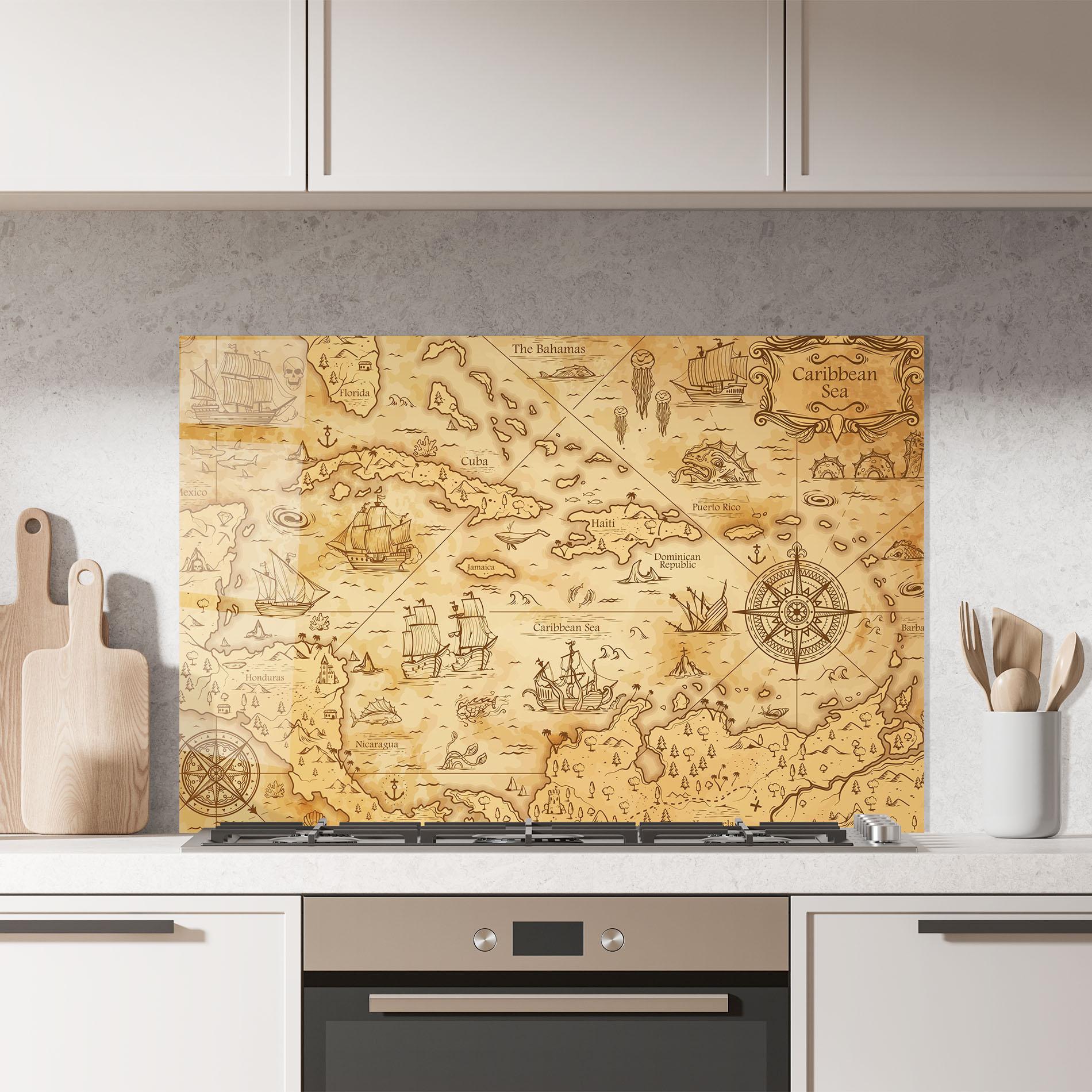 Küchenrückwand Glas Caribbean Sea mockup 7