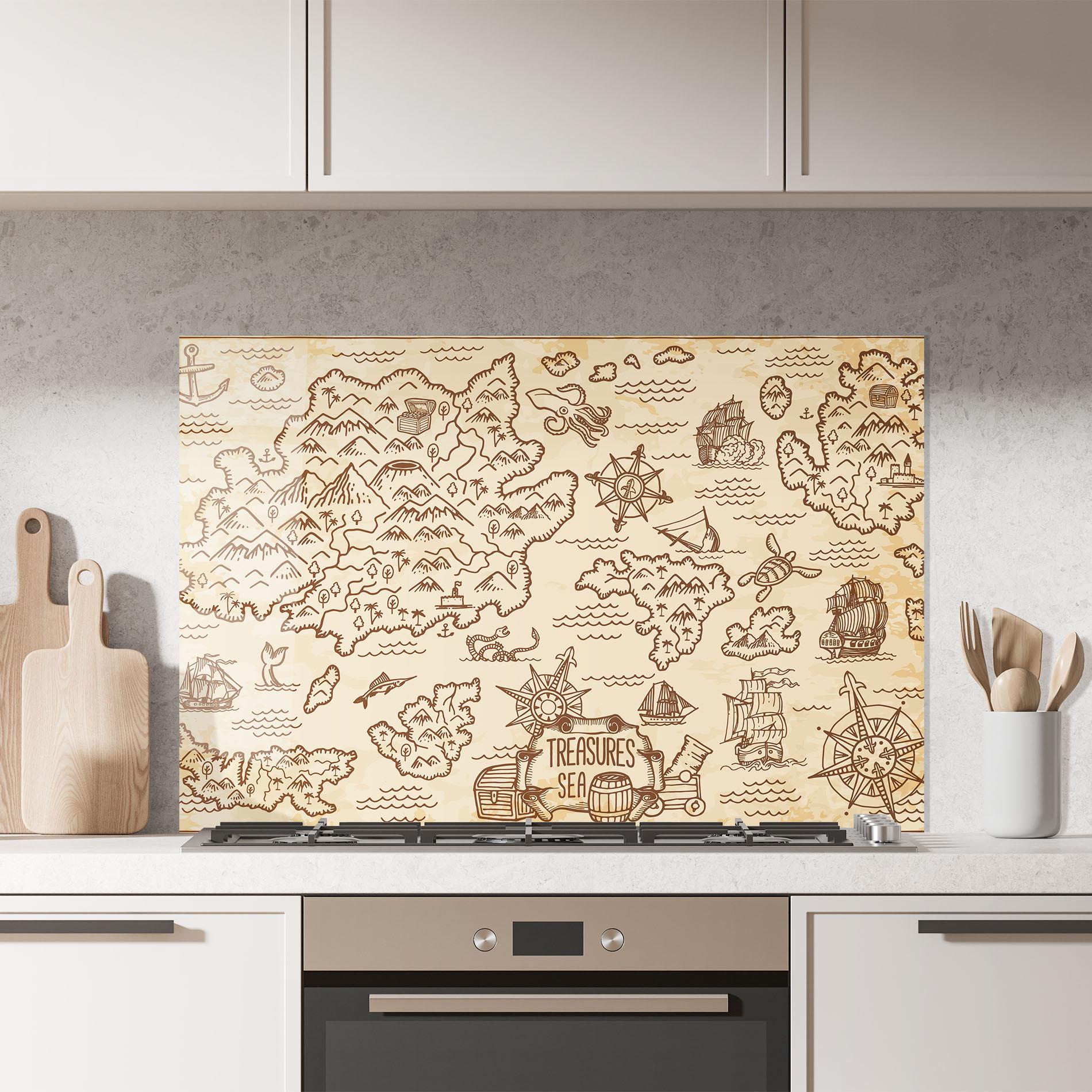 Küchenrückwand Glas Cream Coffee Map mockup 7