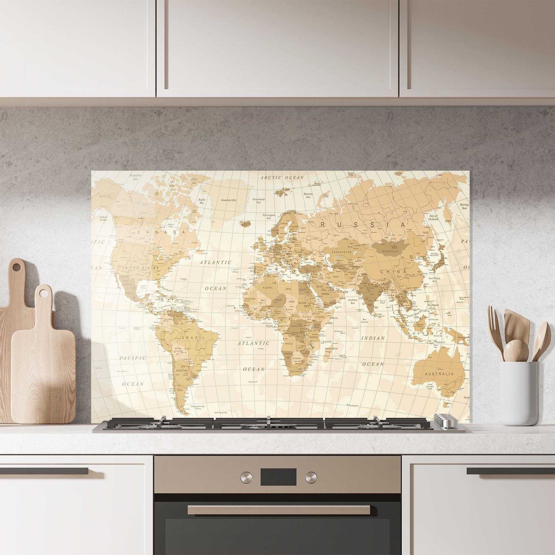 Küchenrückwand Glas Cream Color Map mockup 7