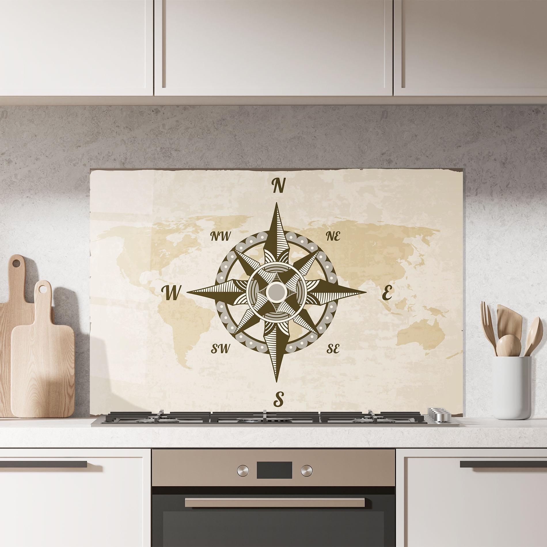 Küchenrückwand Glas Nautical Compass mockup 7