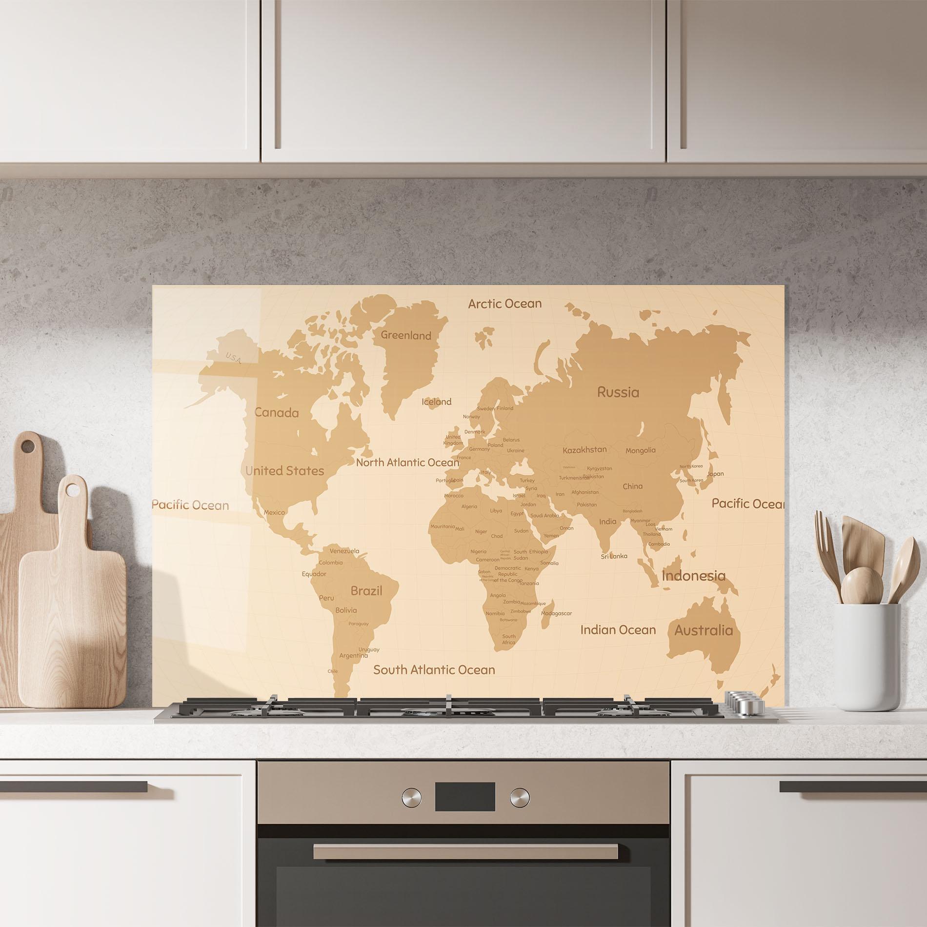 Küchenrückwand Glas Ocean Old Map mockup 7