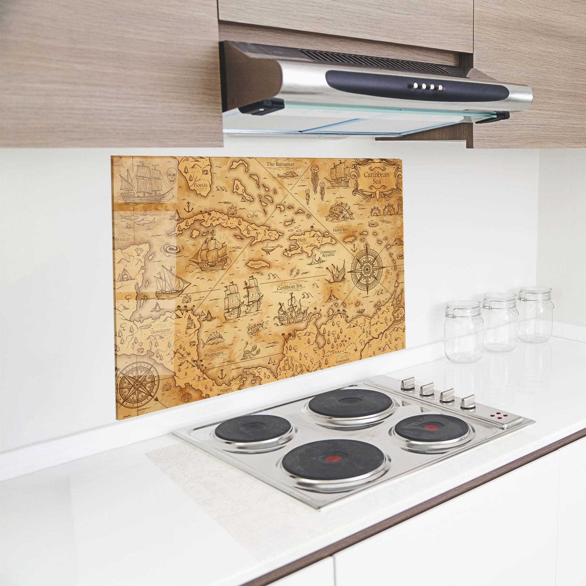 Küchenrückwand Glas Caribbean Sea mockup 8