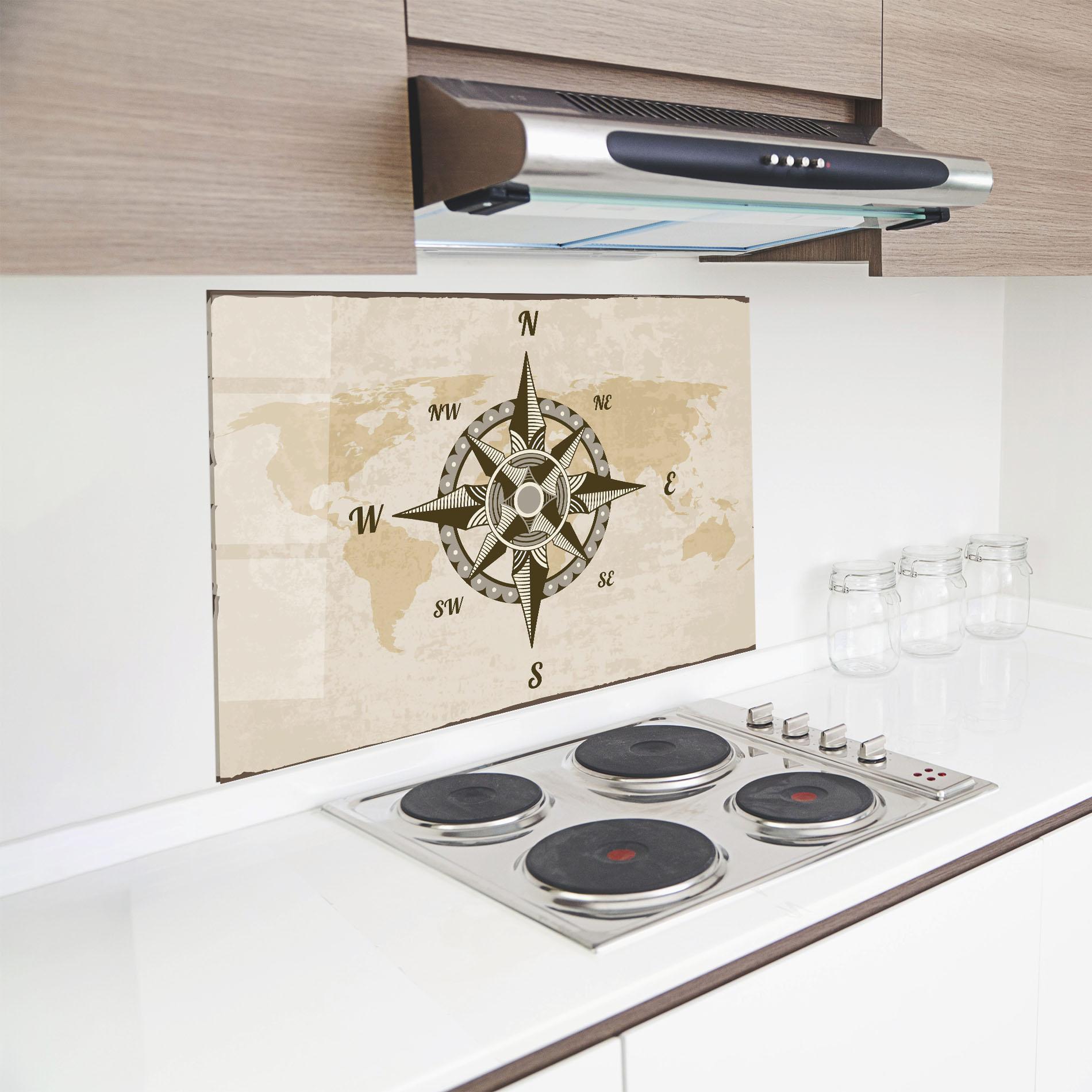 Küchenrückwand Glas Nautical Compass mockup 8