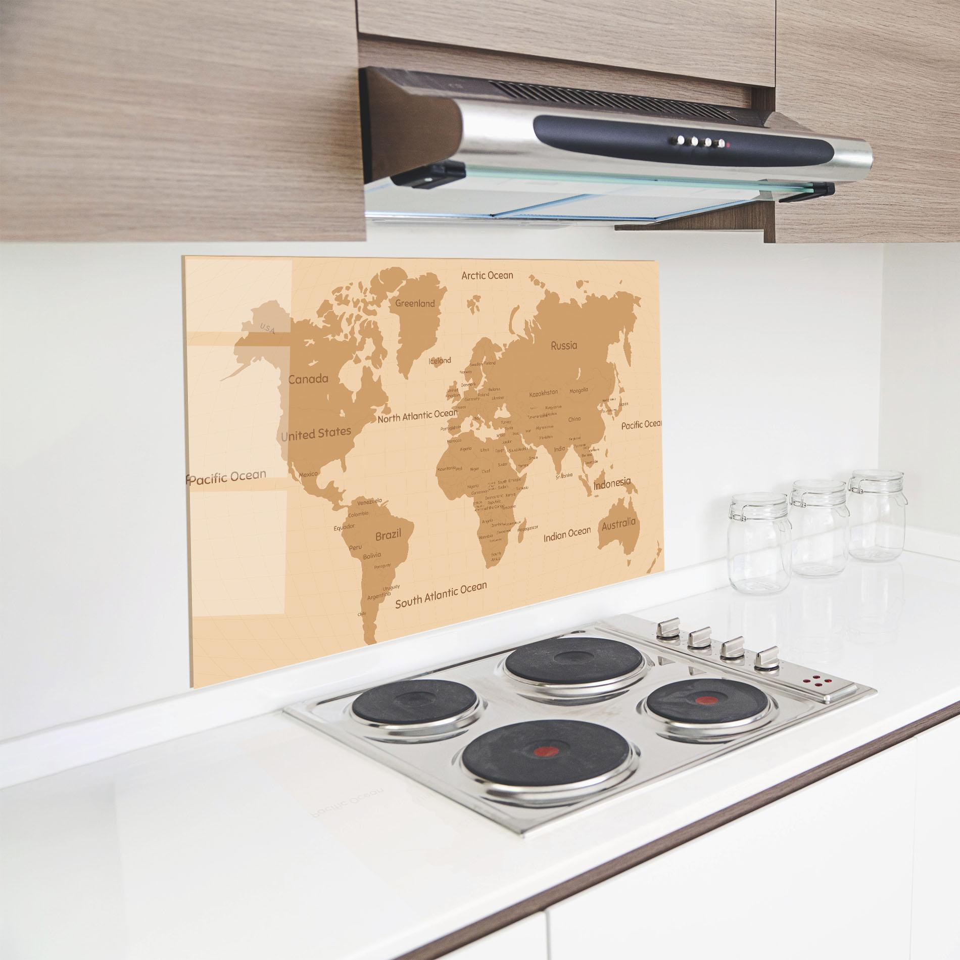 Küchenrückwand Glas Ocean Old Map mockup 8