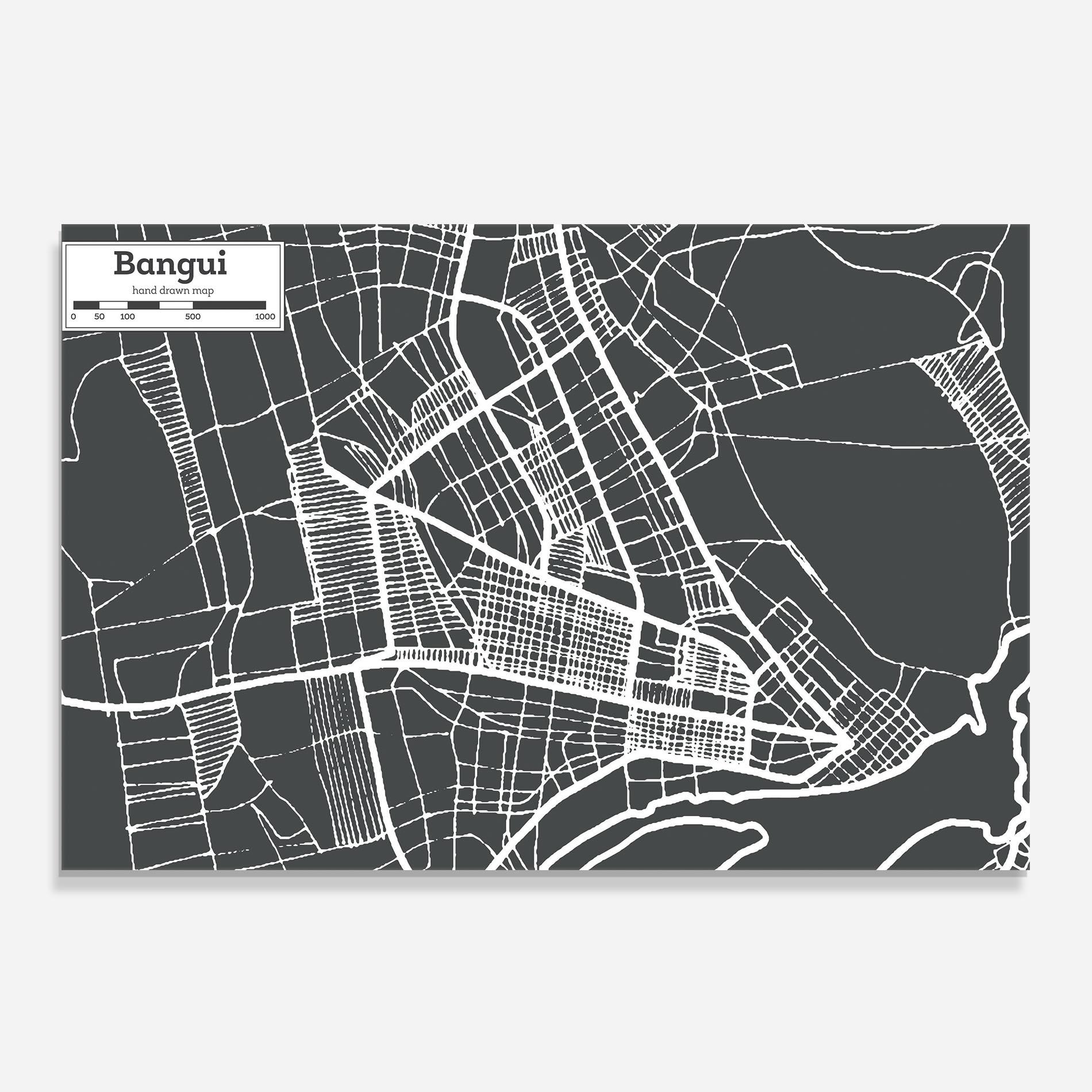 Küchenrückwand Glas Bangui Map mockup 0