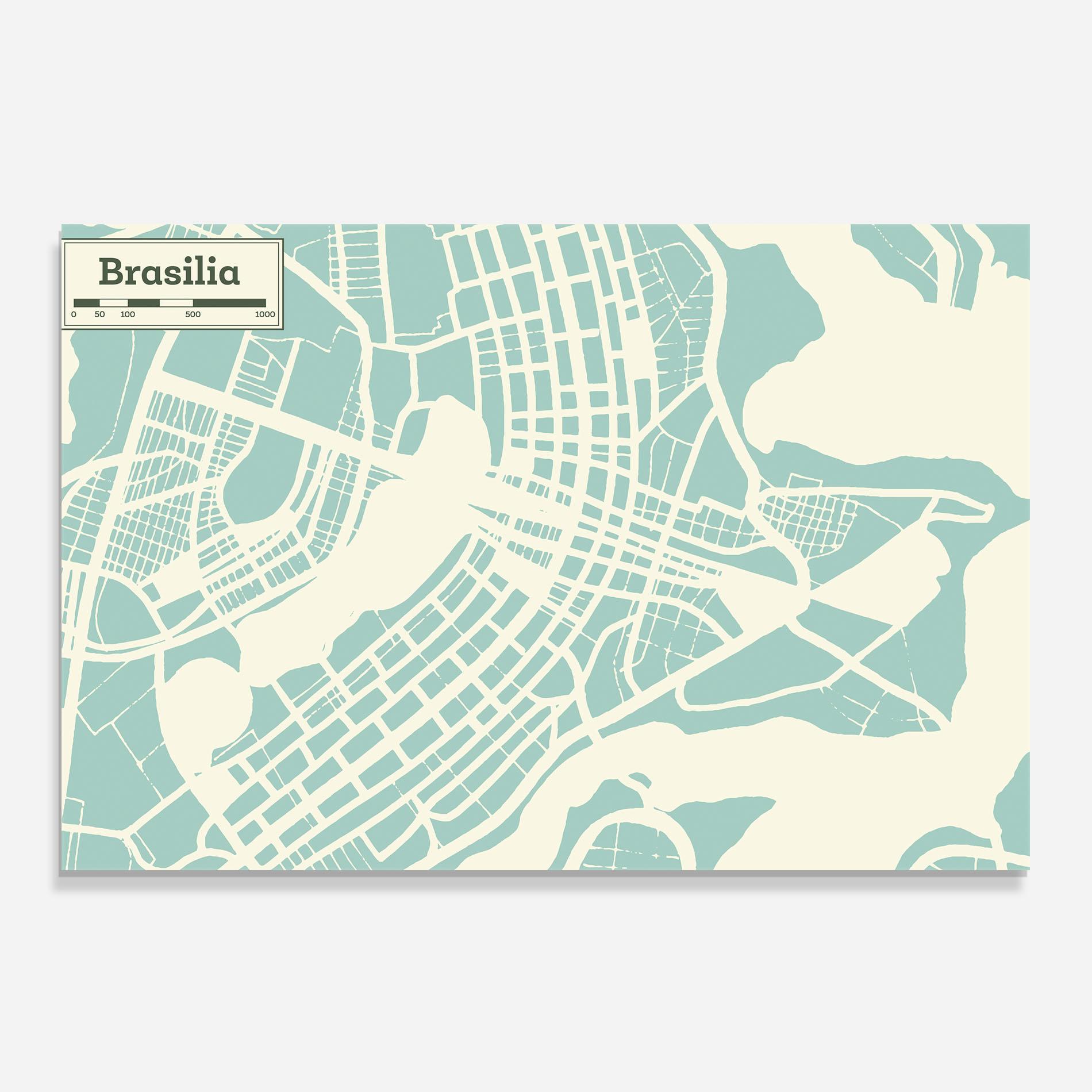 Küchenrückwand Glas Brasilia Map mockup 0