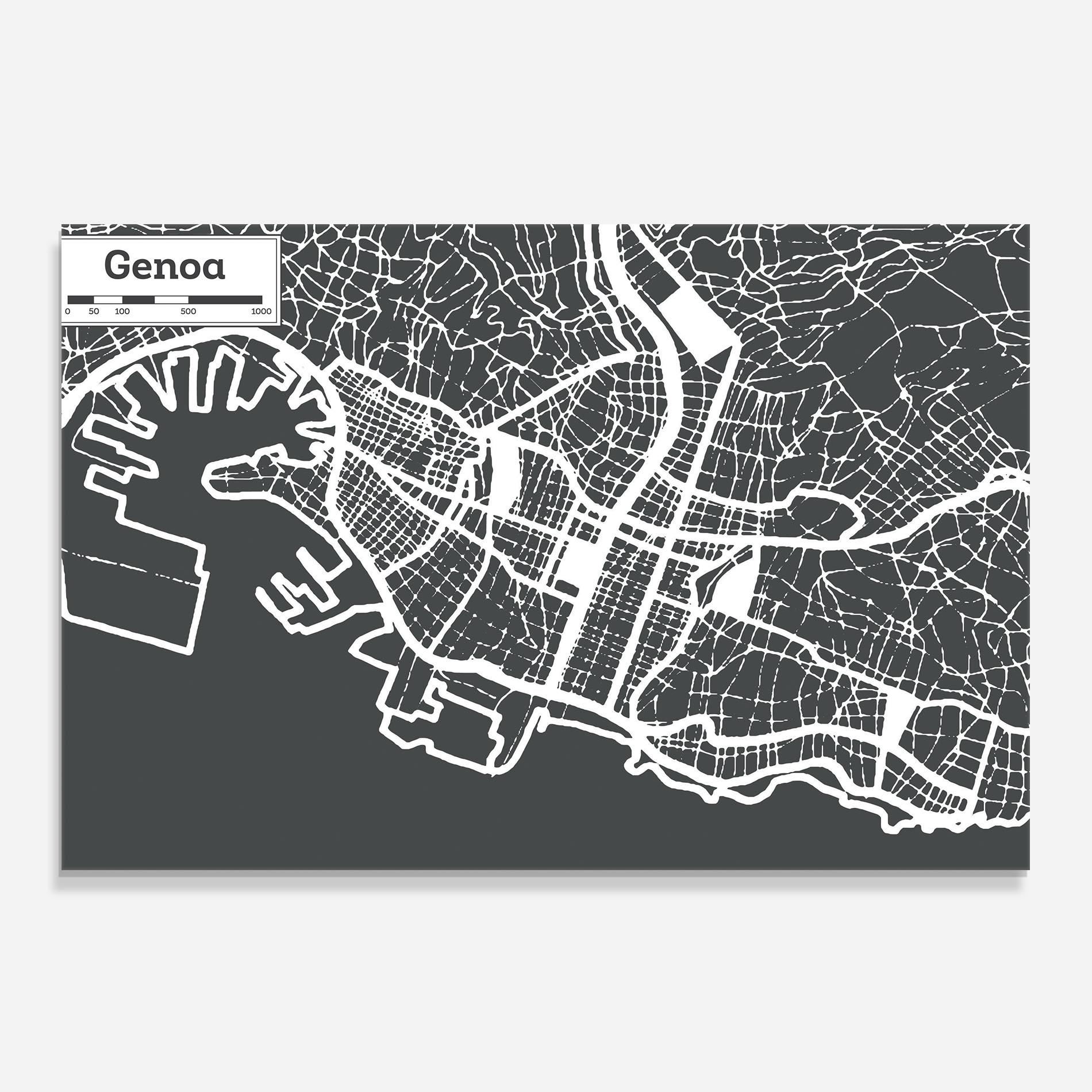Küchenrückwand Glas Genoa Map mockup 0