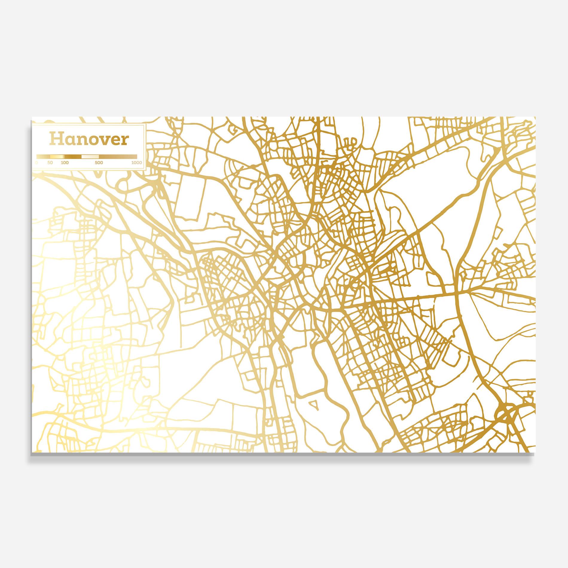 Küchenrückwand Glas Hanover Gold Map mockup 0