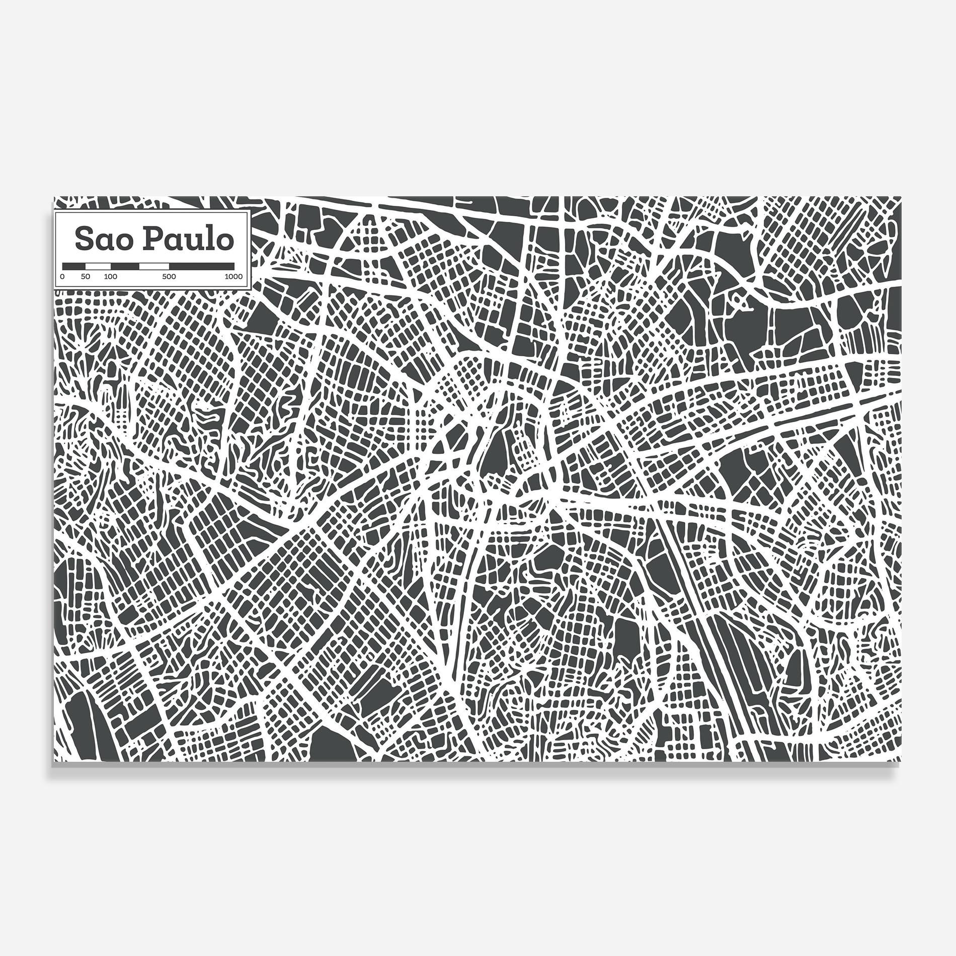 Küchenrückwand Glas Sao Paulo Map mockup 0