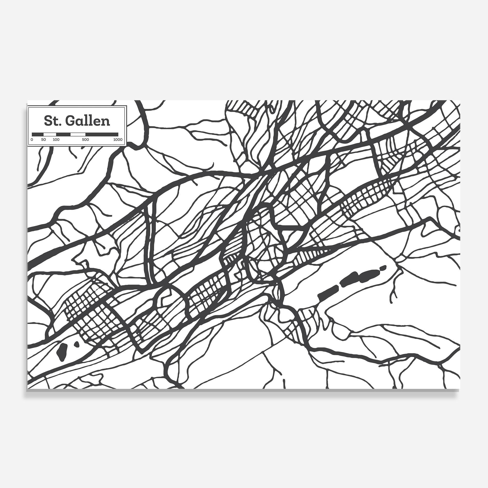 Küchenrückwand Glas St Gallen Map mockup 0