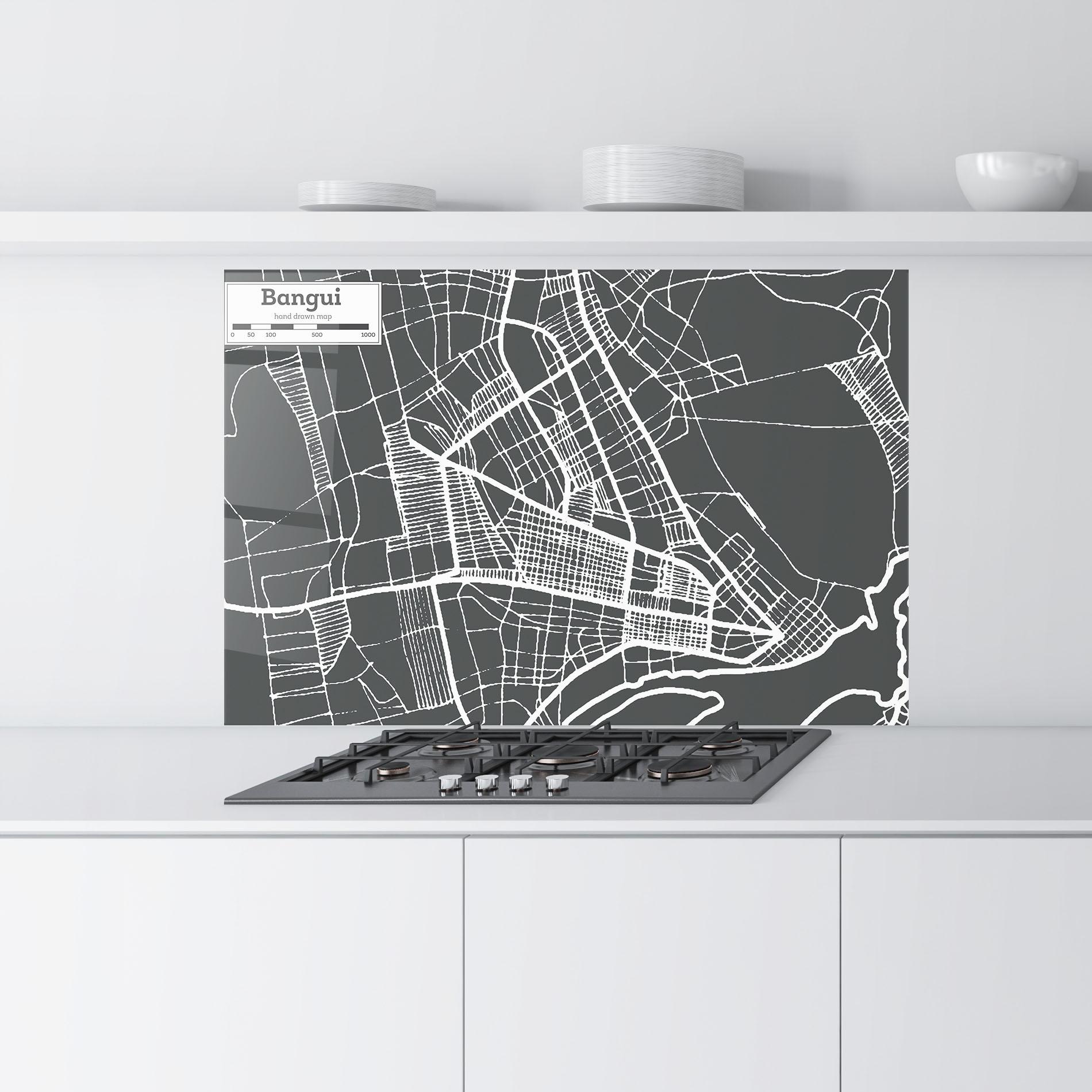 Küchenrückwand Glas Bangui Map mockup 9