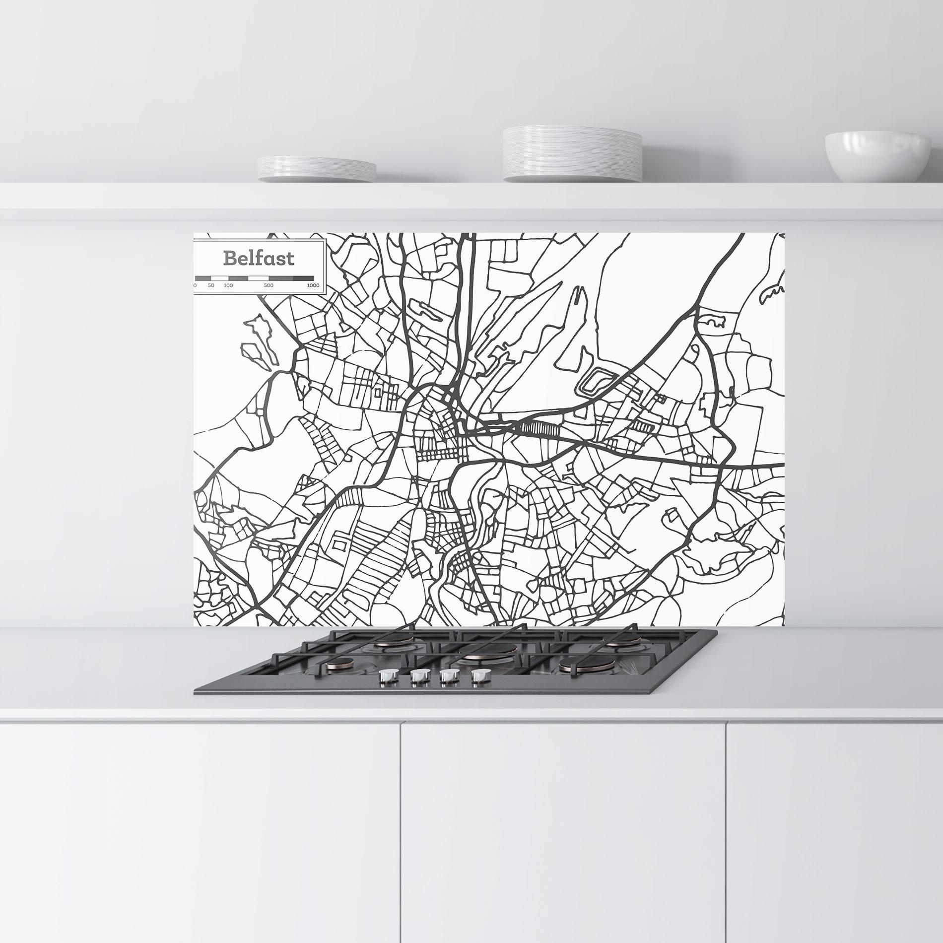 Küchenrückwand Glas Belfast Map mockup 9