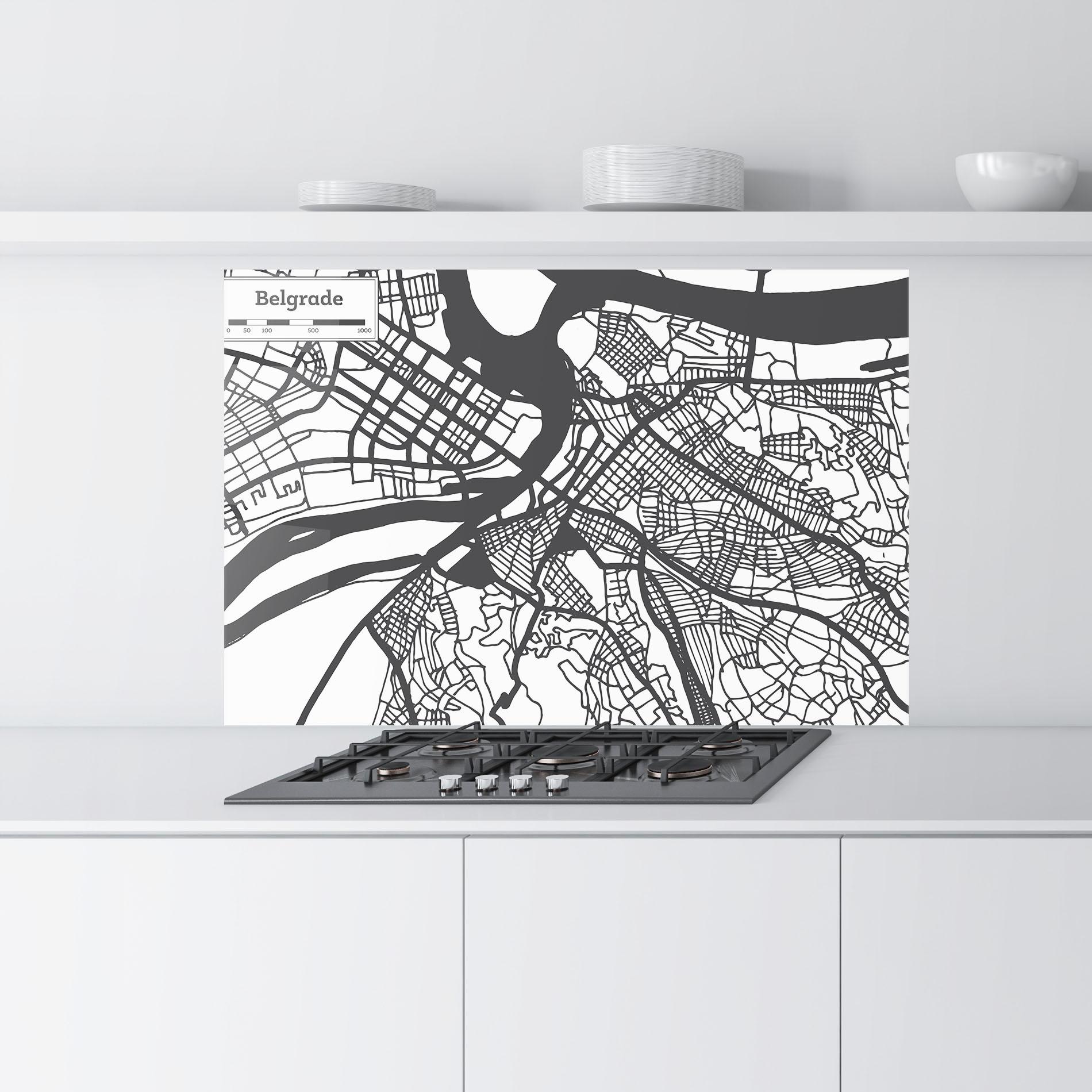 Küchenrückwand Glas Belgrade Map mockup 9