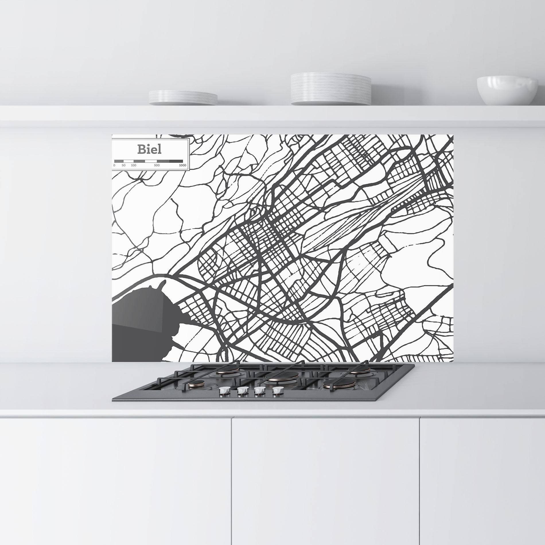 Küchenrückwand Glas Biel Map mockup 9