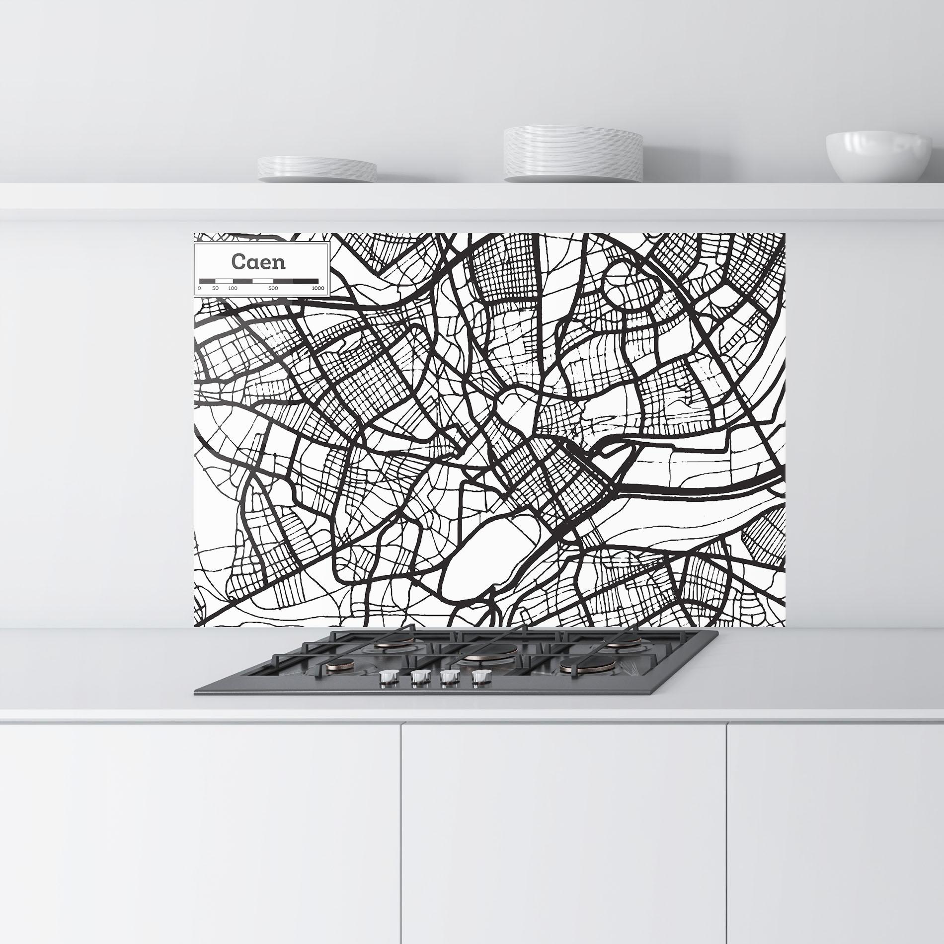 Küchenrückwand Glas Caen Map mockup 9