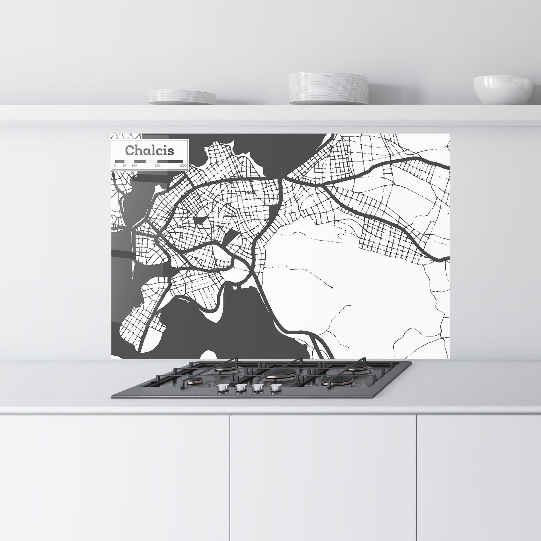Küchenrückwand Glas Chalcis Map mockup 9