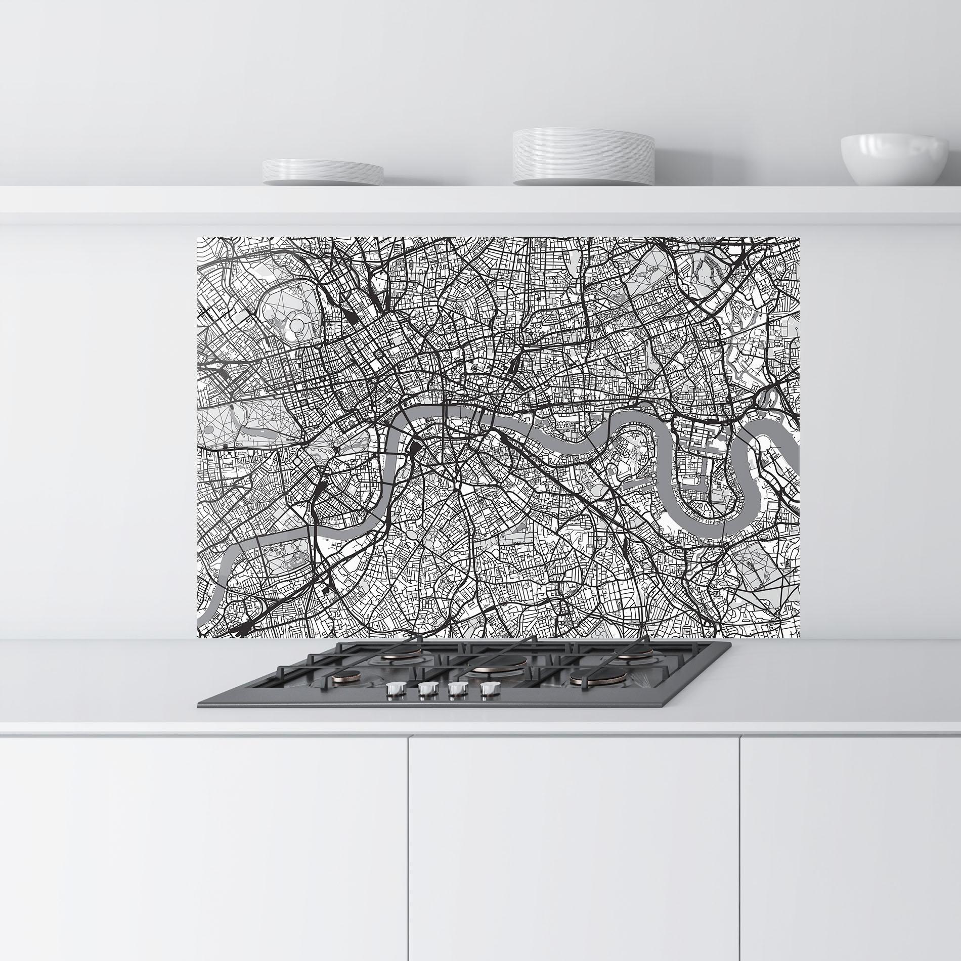 Küchenrückwand Glas City Map mockup 9