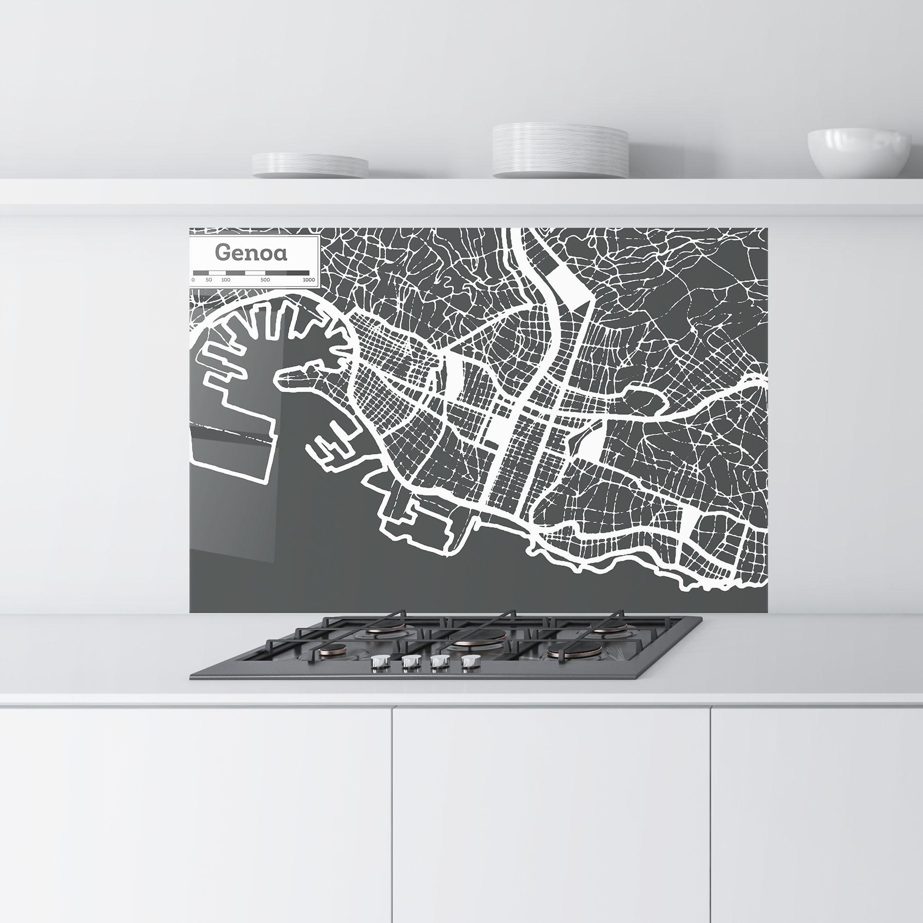 Küchenrückwand Glas Genoa Map mockup 9