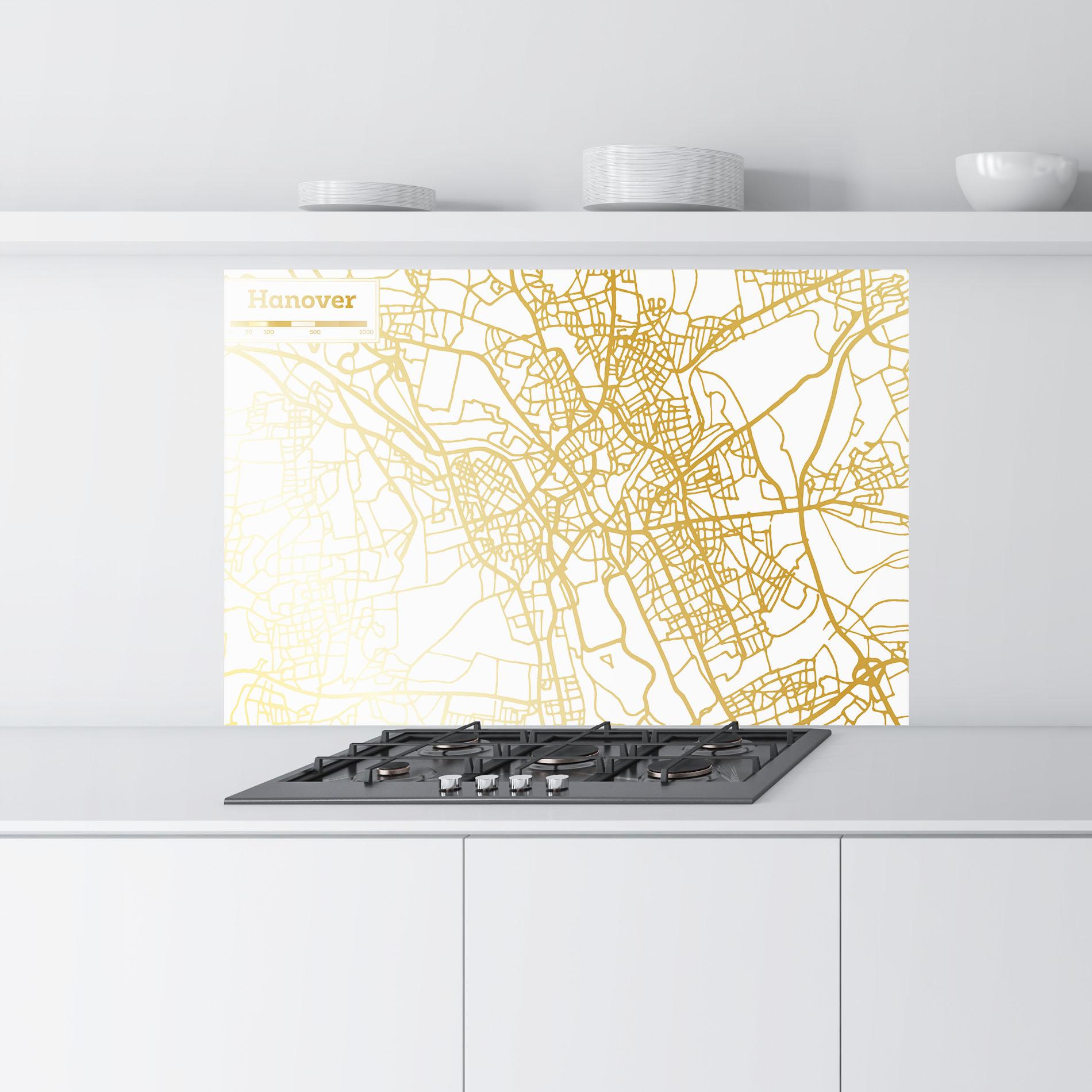 Küchenrückwand Glas Hanover Gold Map mockup 9