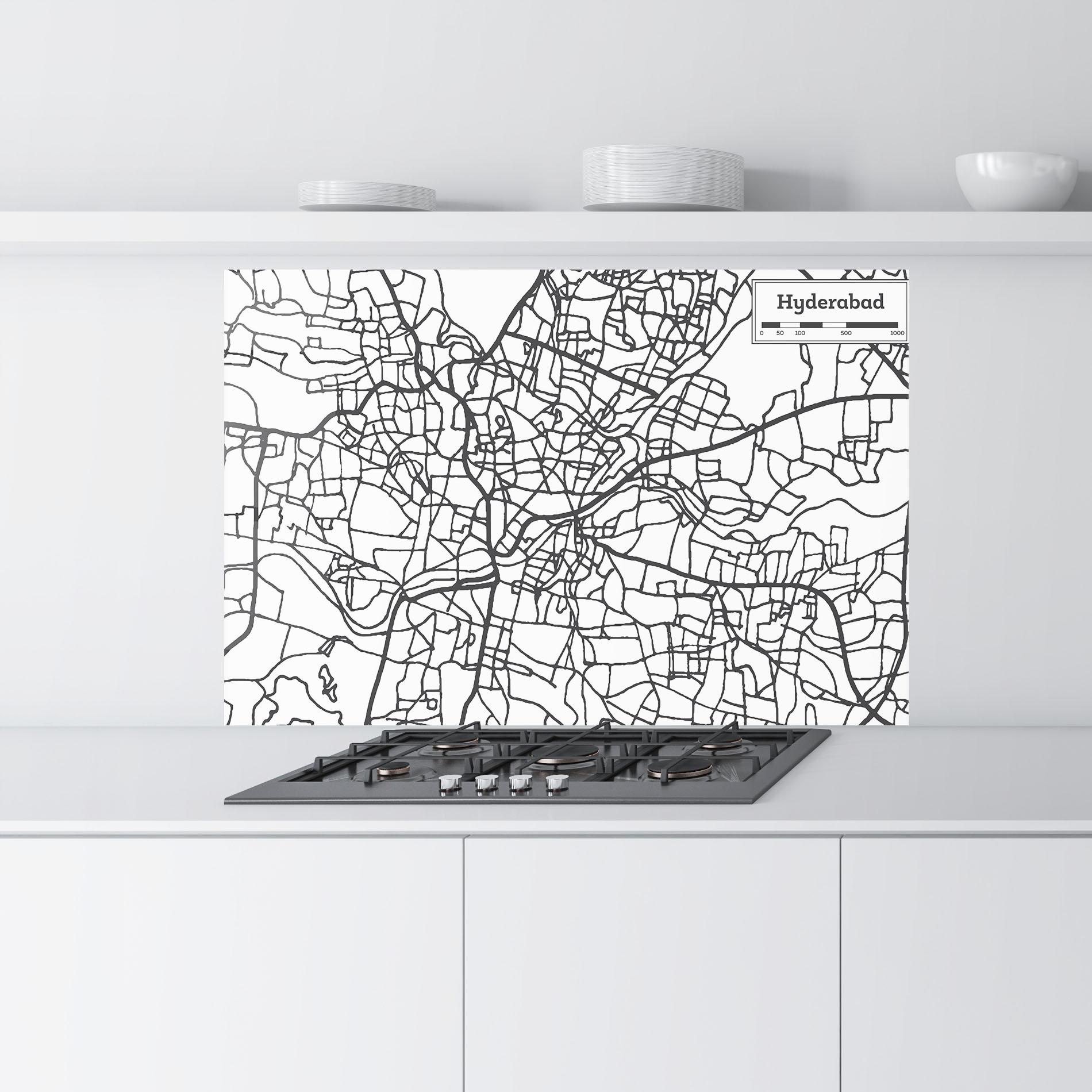 Küchenrückwand Glas Hyderabad Map mockup 9