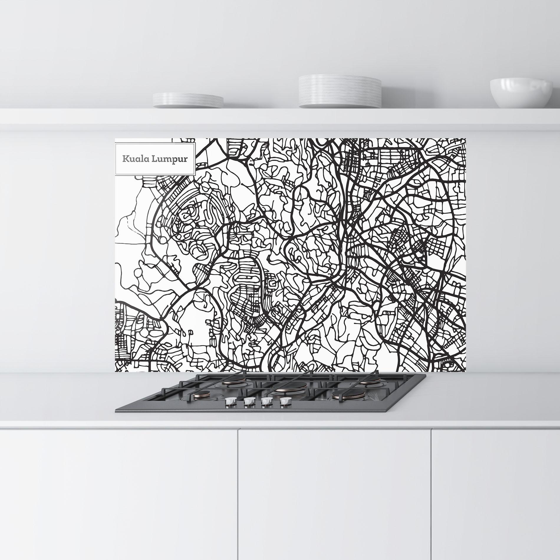 Küchenrückwand Glas Kuala Lumpur Map mockup 9