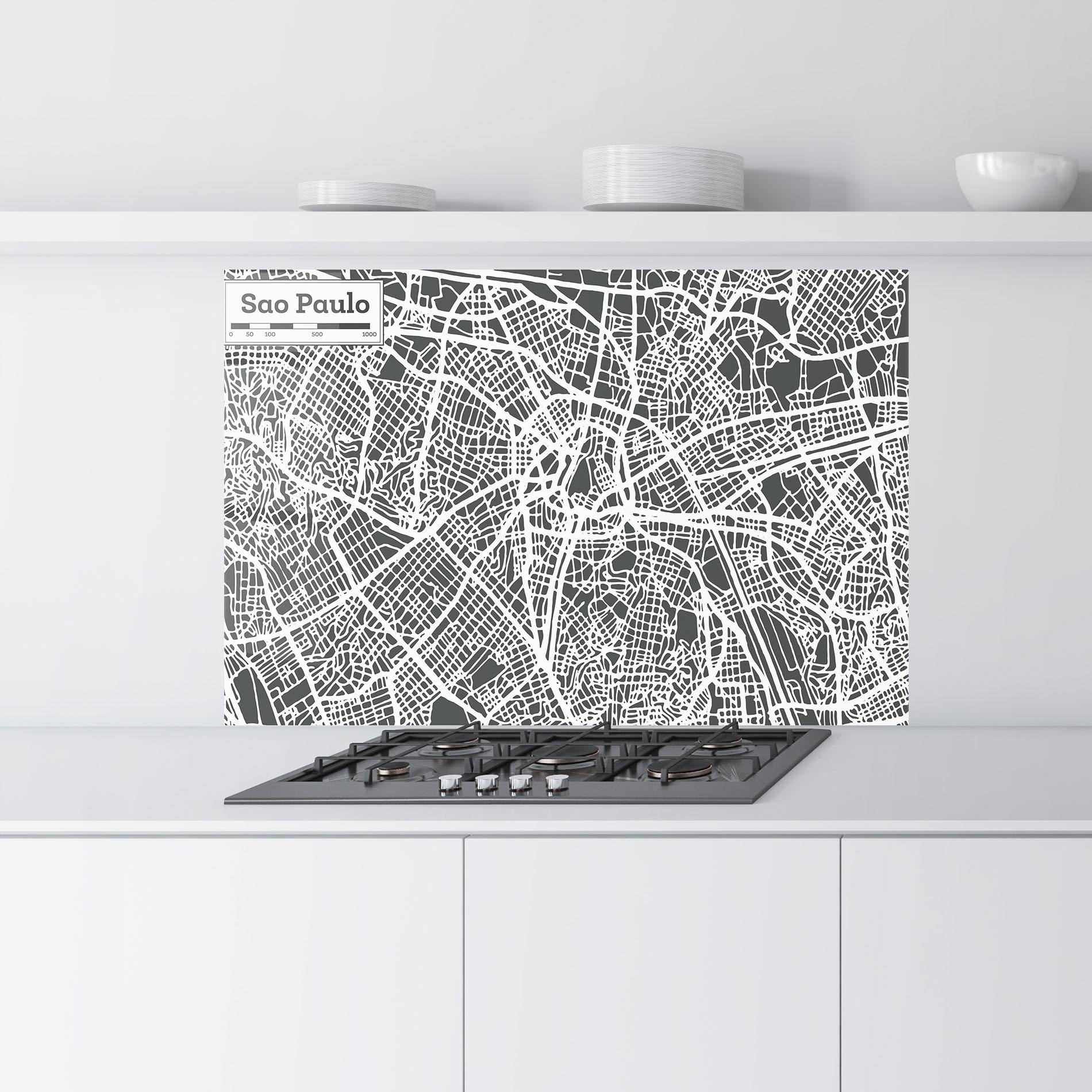 Küchenrückwand Glas Sao Paulo Map mockup 9