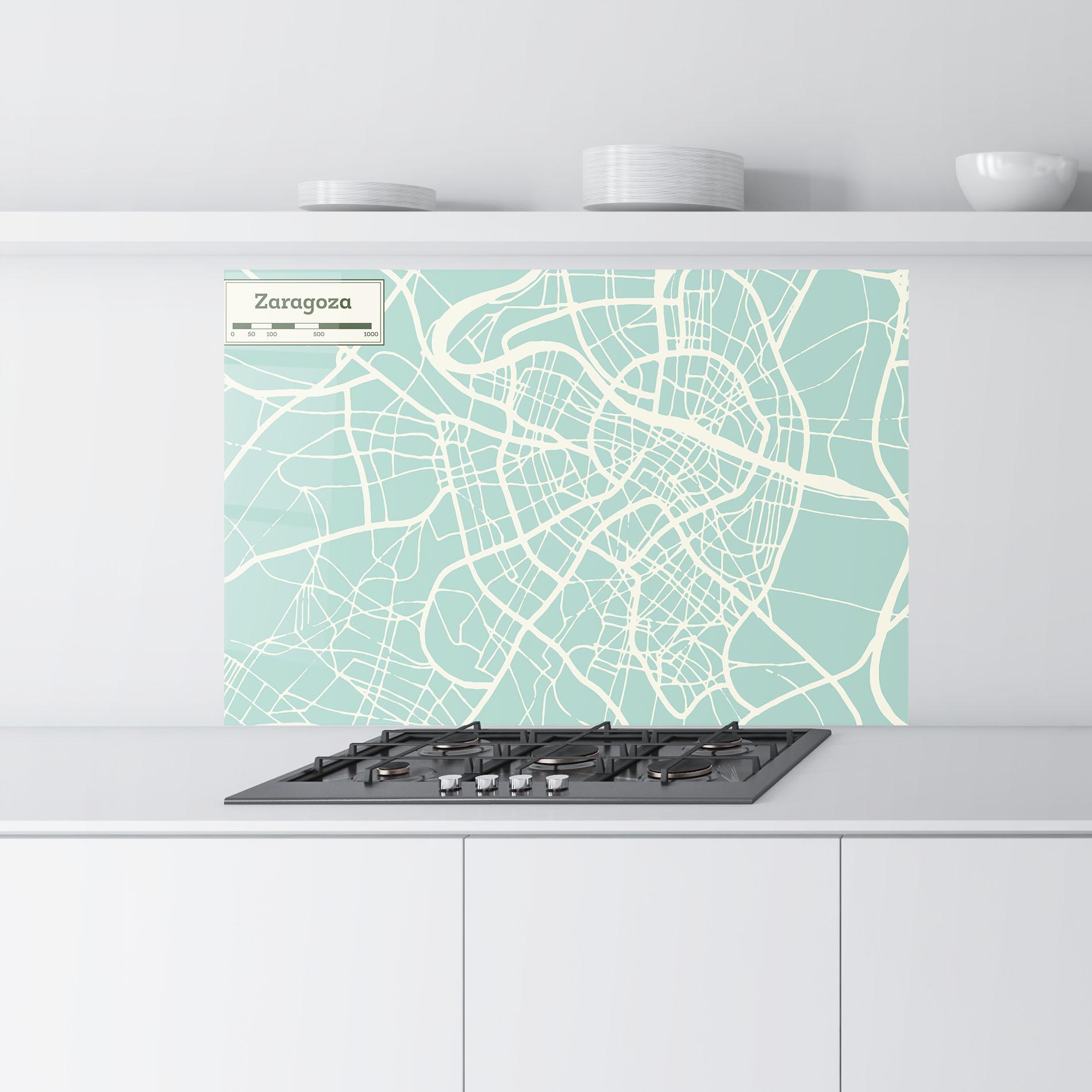 Küchenrückwand Glas Zaragoza Map mockup 9