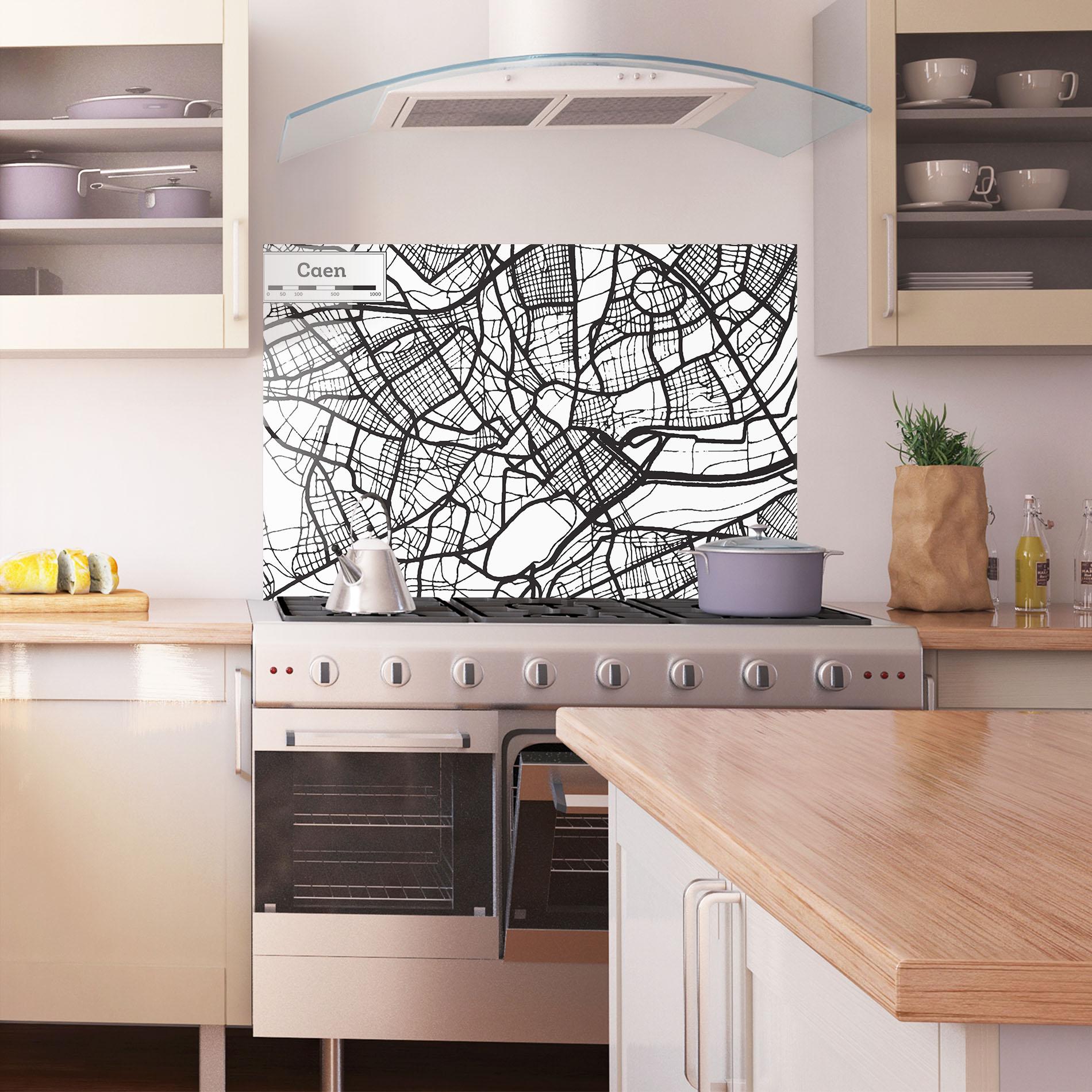 Küchenrückwand Glas Caen Map mockup 1