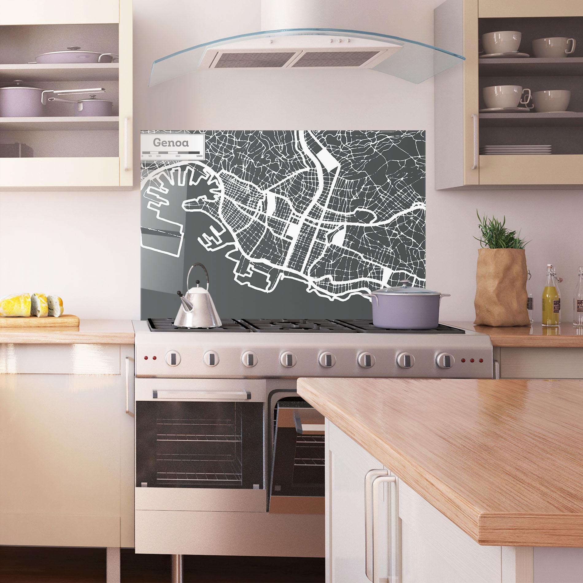Küchenrückwand Glas Genoa Map mockup 1