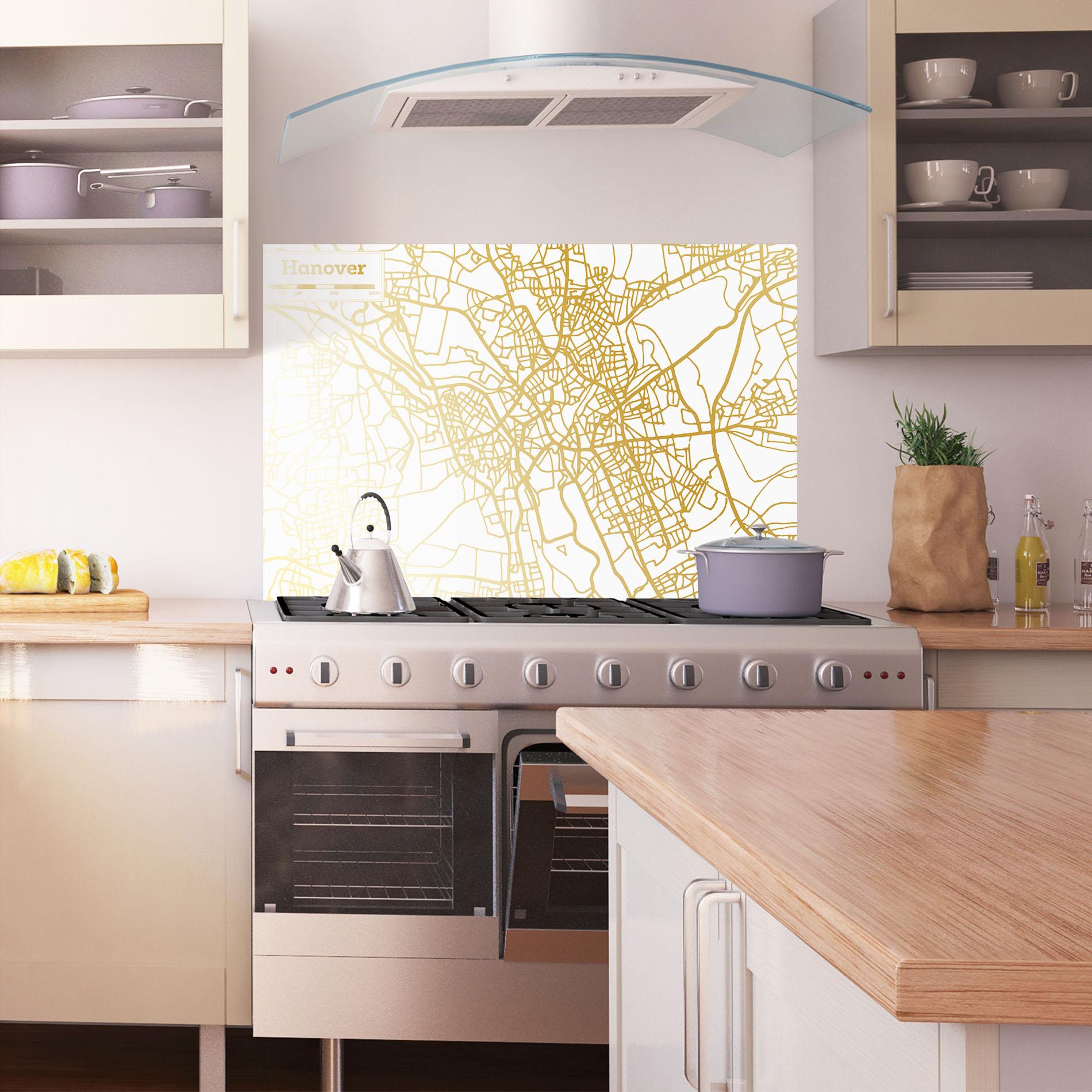Küchenrückwand Glas Hanover Gold Map mockup 1