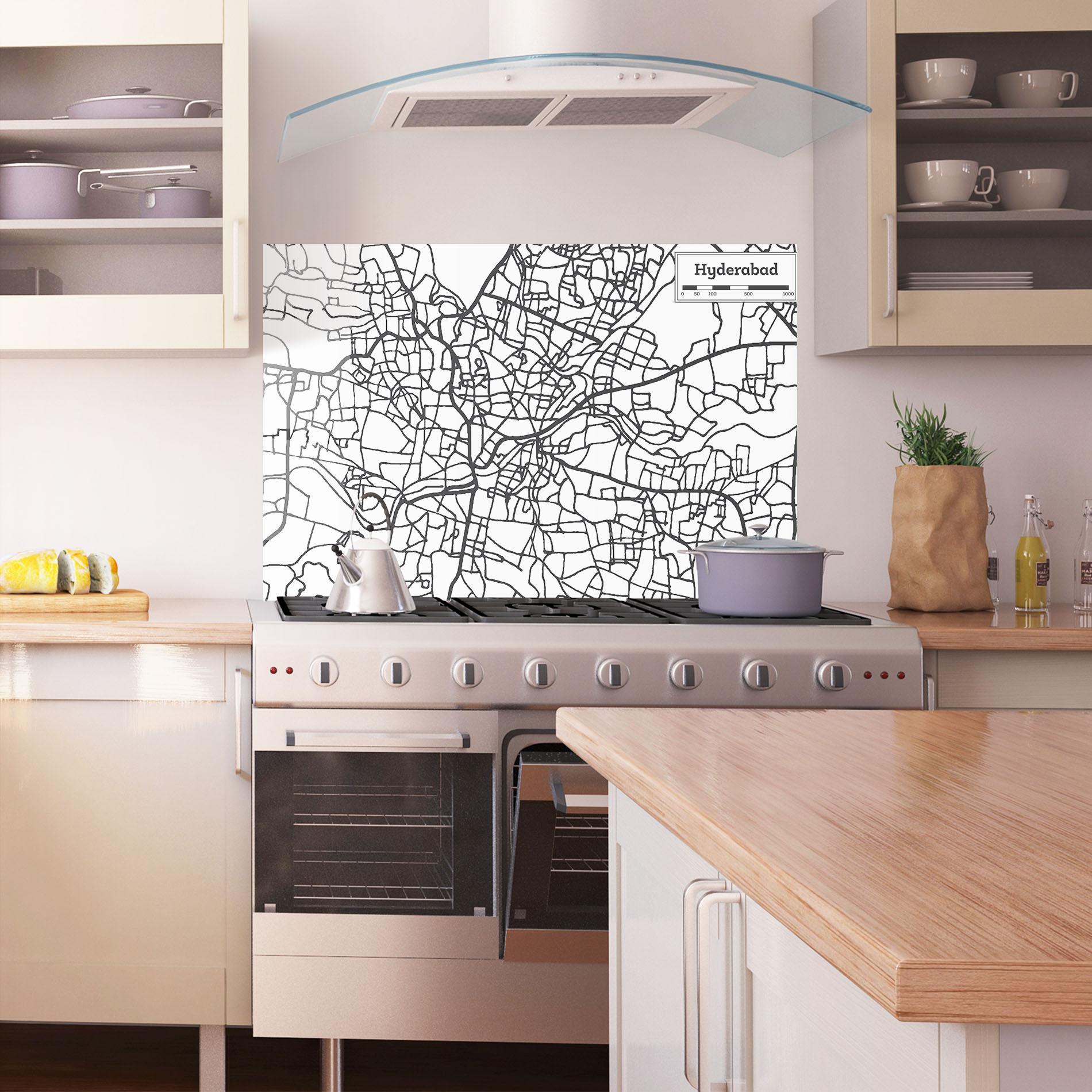 Küchenrückwand Glas Hyderabad Map mockup 1