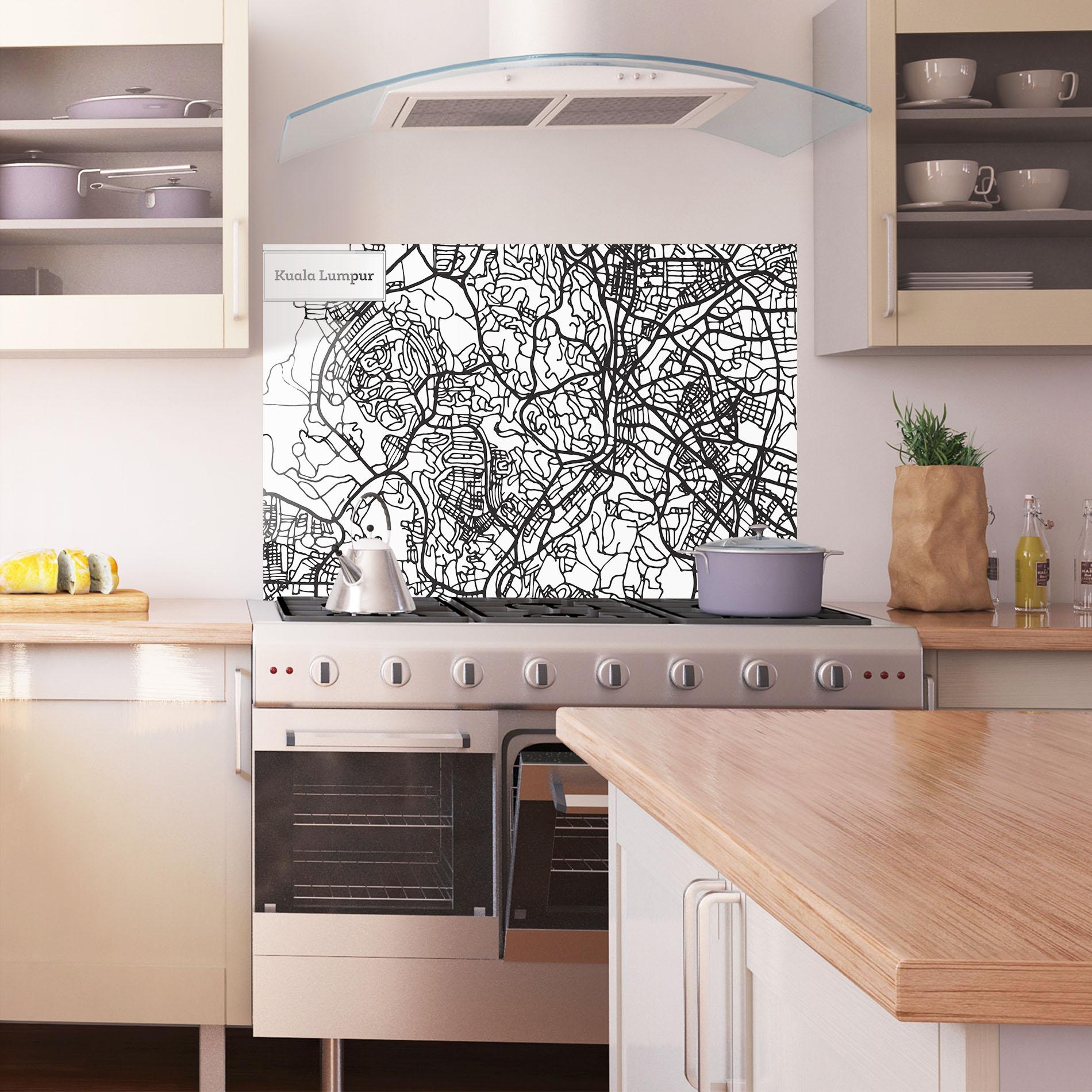 Küchenrückwand Glas Kuala Lumpur Map mockup 1