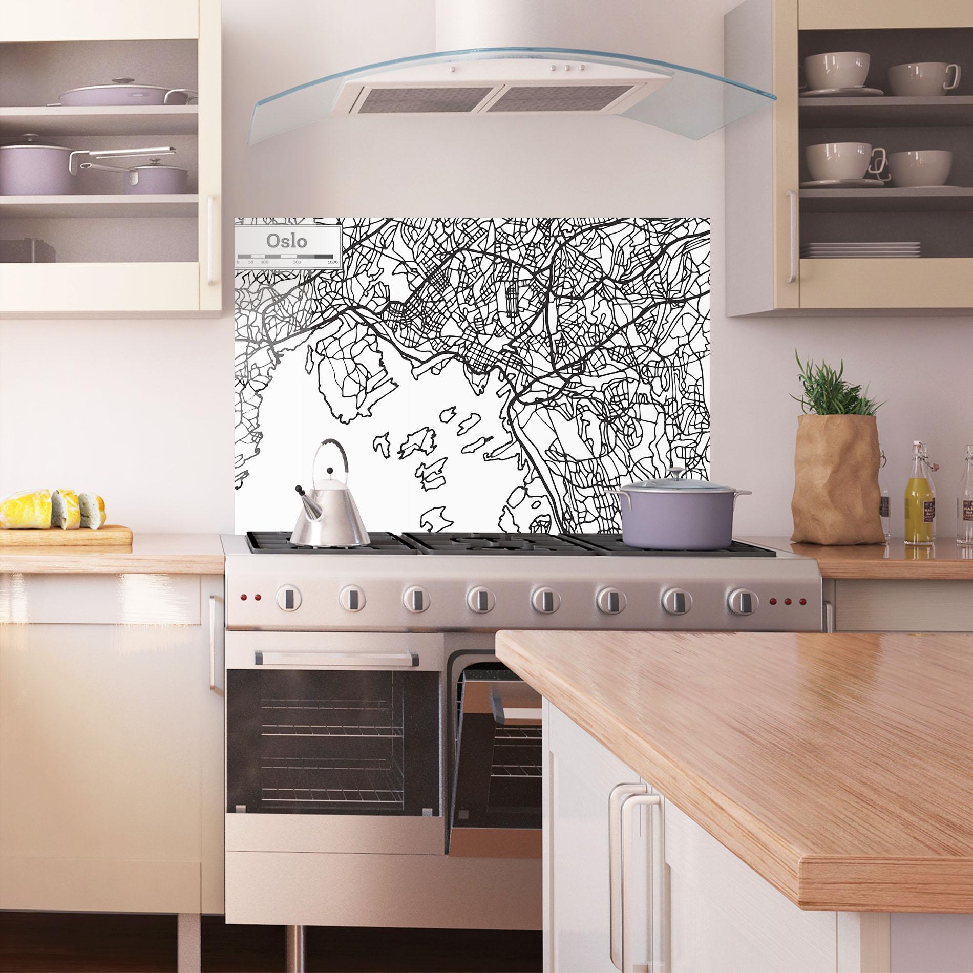 Küchenrückwand Glas Oslo Map mockup 1