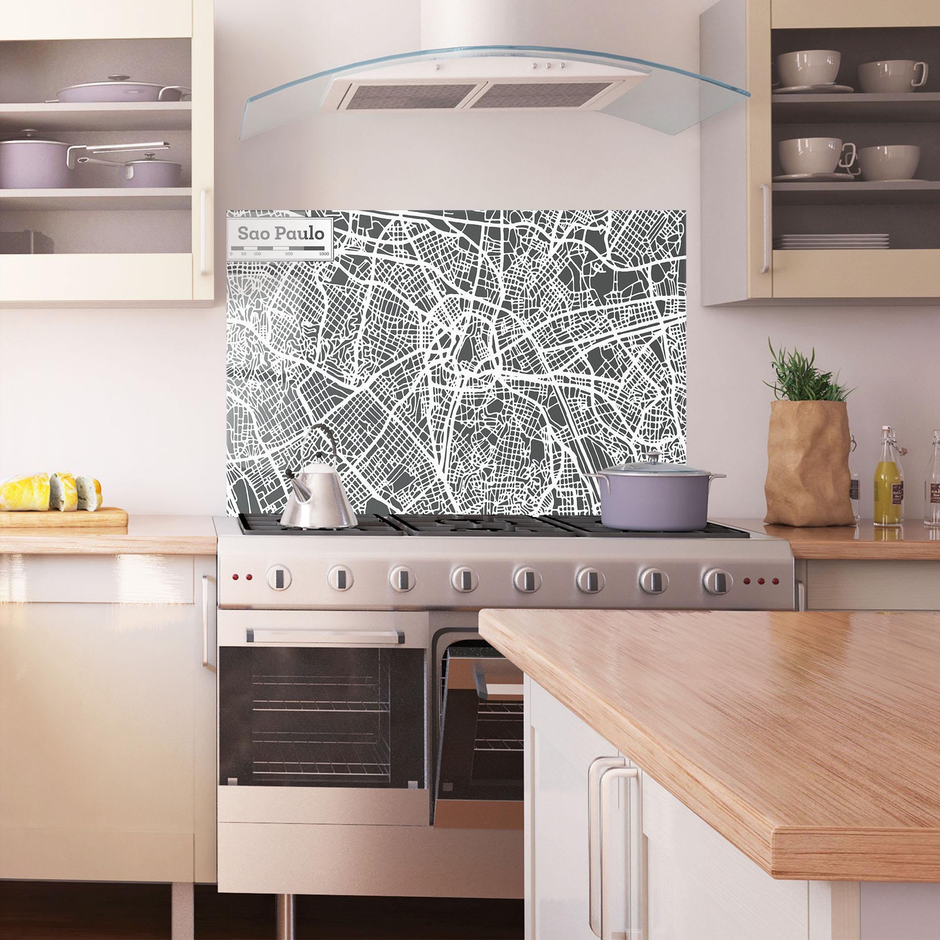 Küchenrückwand Glas Sao Paulo Map mockup 1