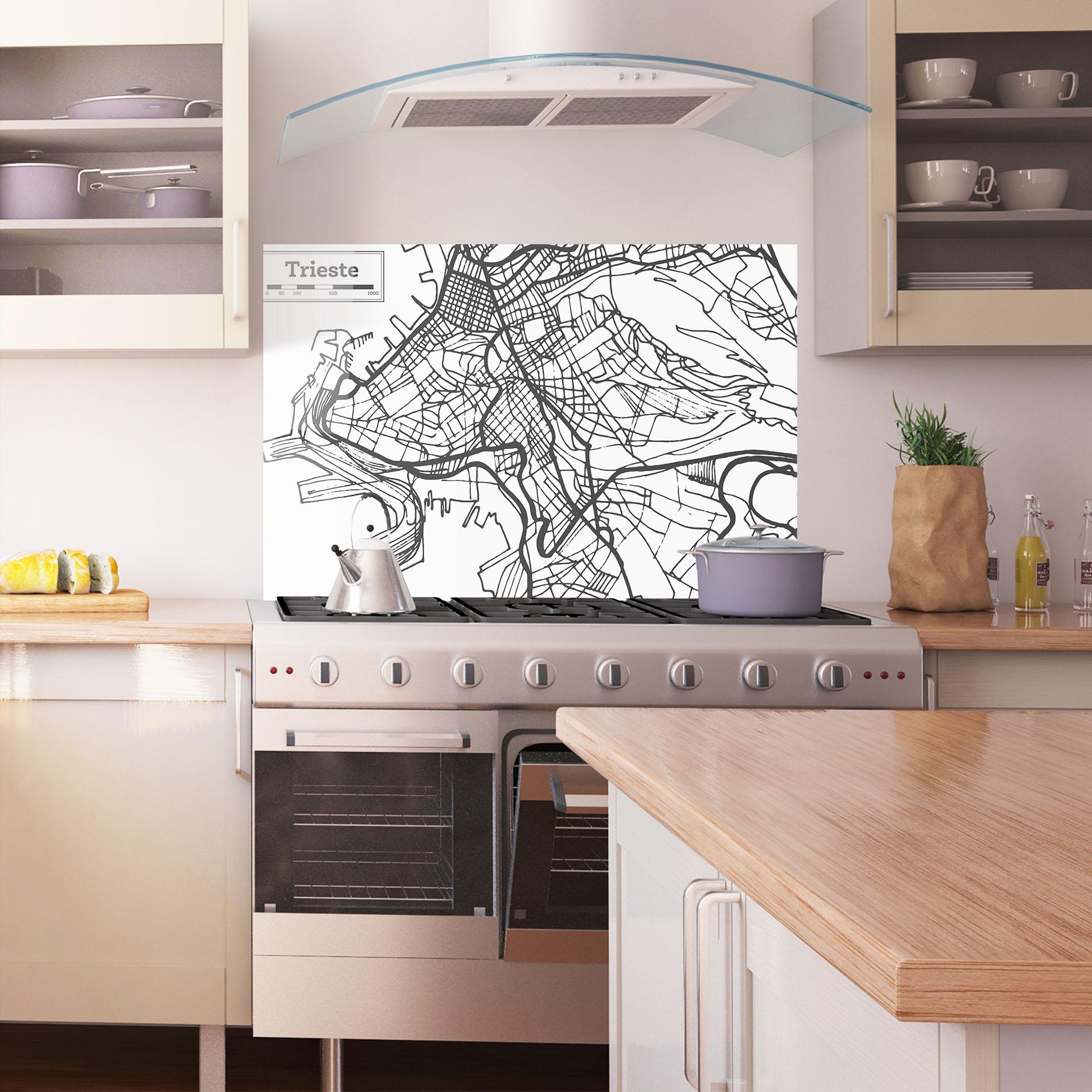 Küchenrückwand Glas Trieste Map mockup 1